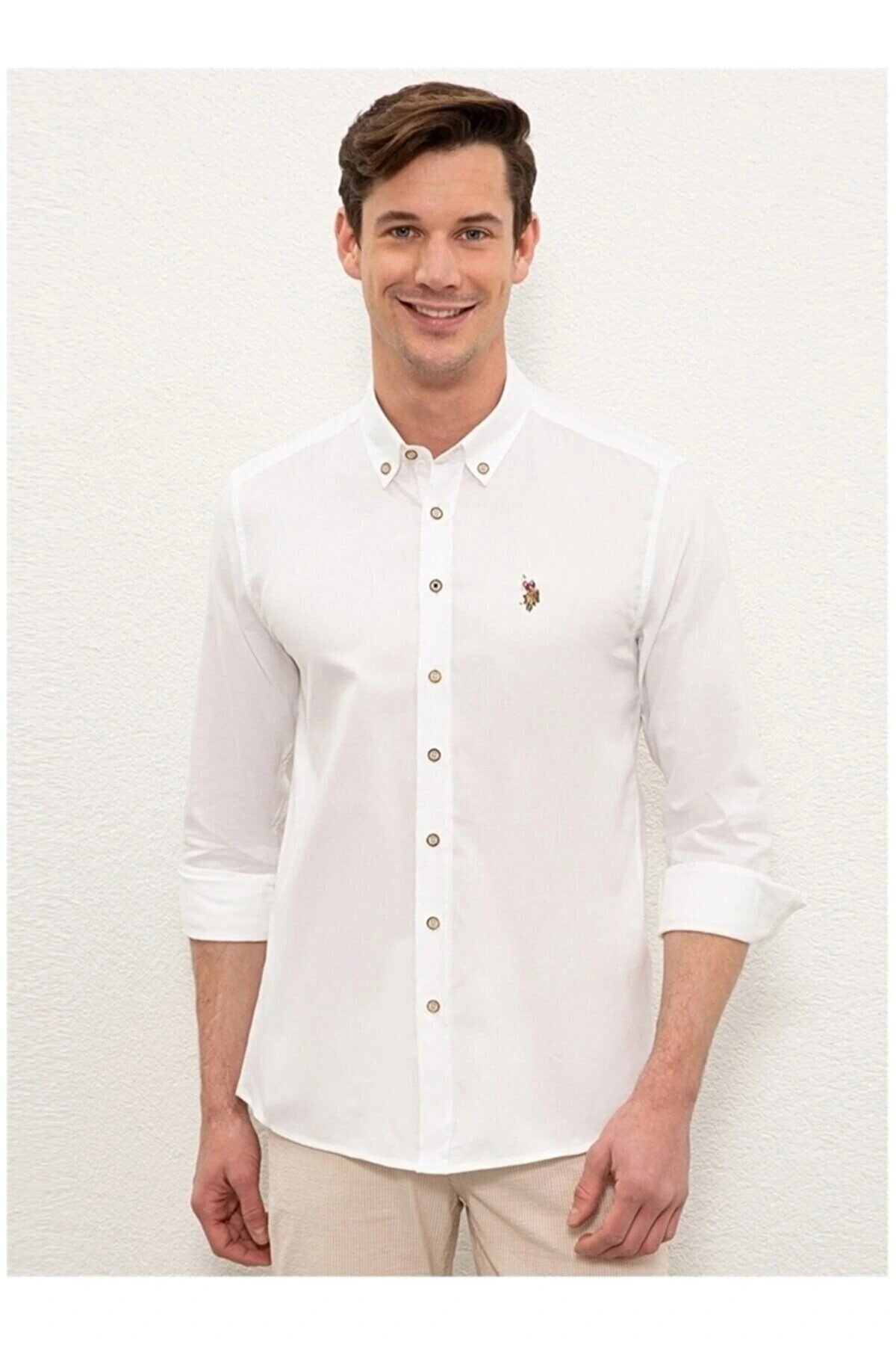 Erkek Dokuma Regular Fit Beyaz Gömlek