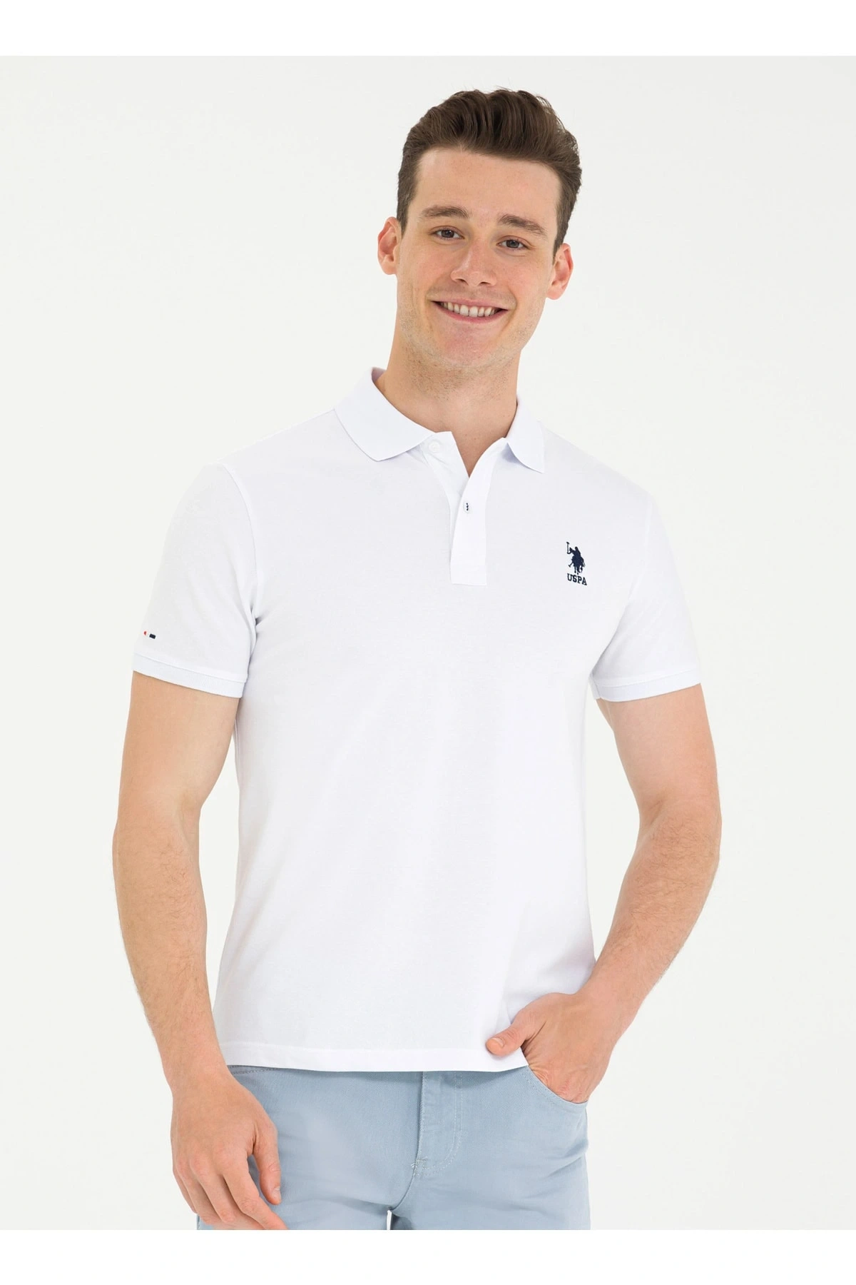 U.S. Polo Assn. Polo Yaka Beyaz Erkek T-Shirt TP08IY023