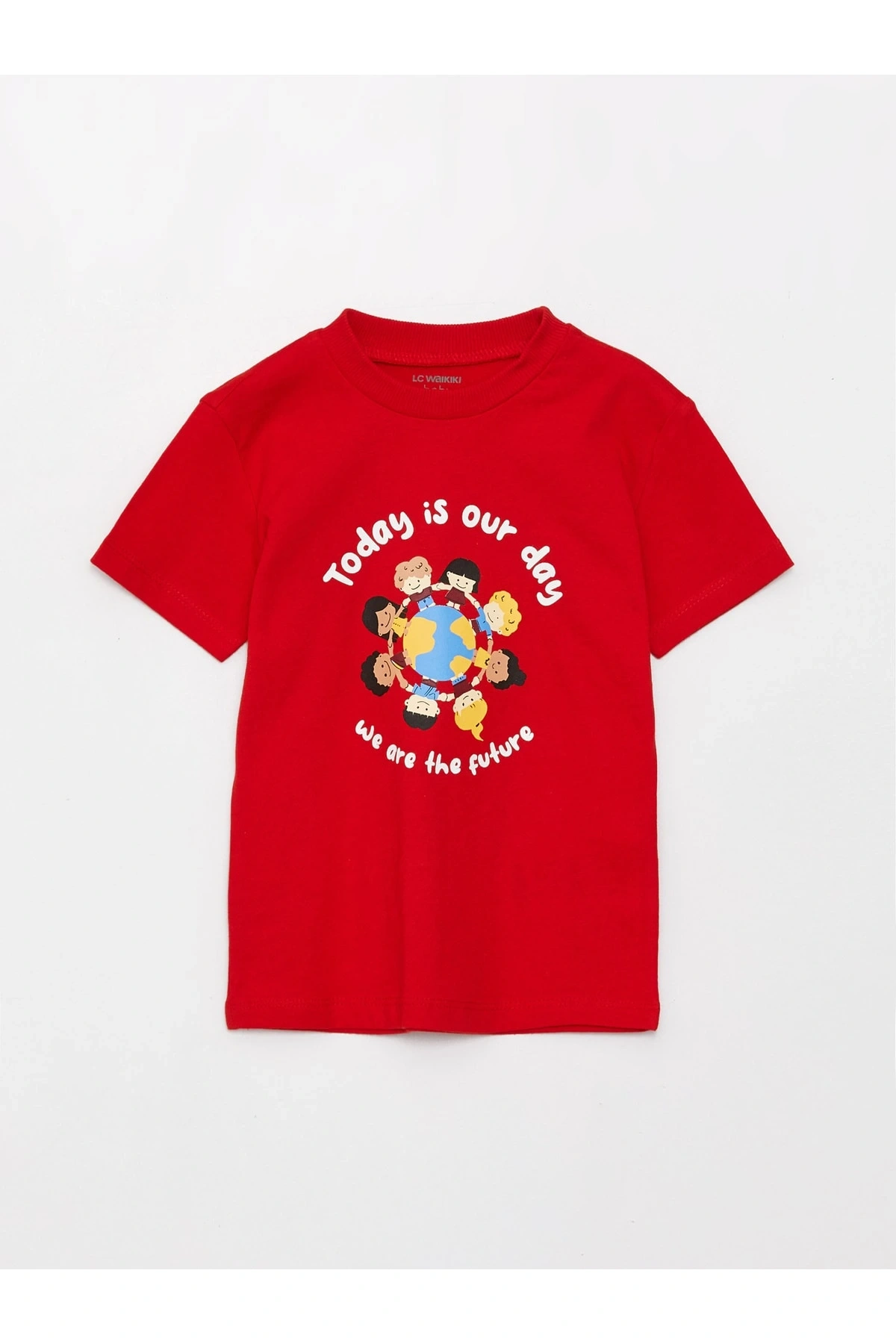 Bisiklet Yaka Kısa Kollu Baskılı Erkek Bebek Tişört