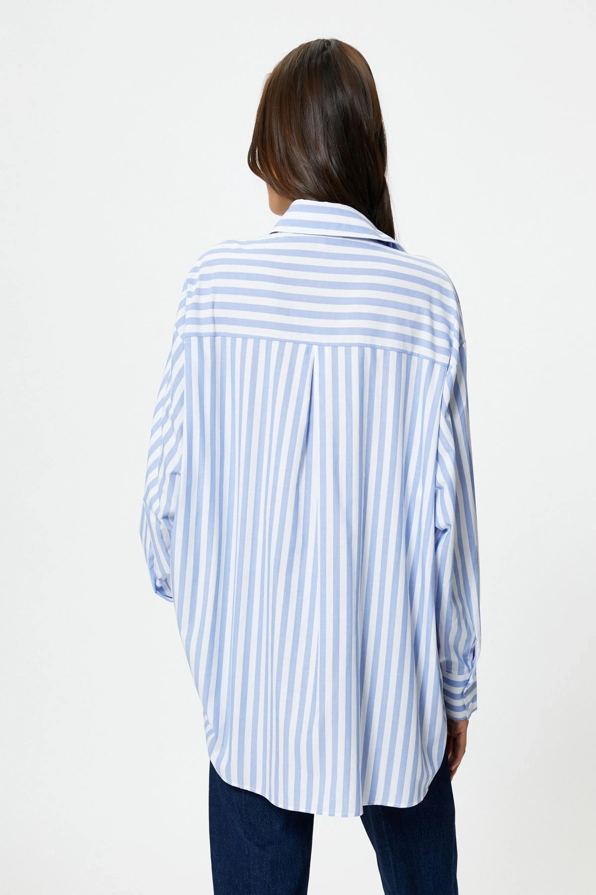 Kadın Mavi Çizgili Gömlek