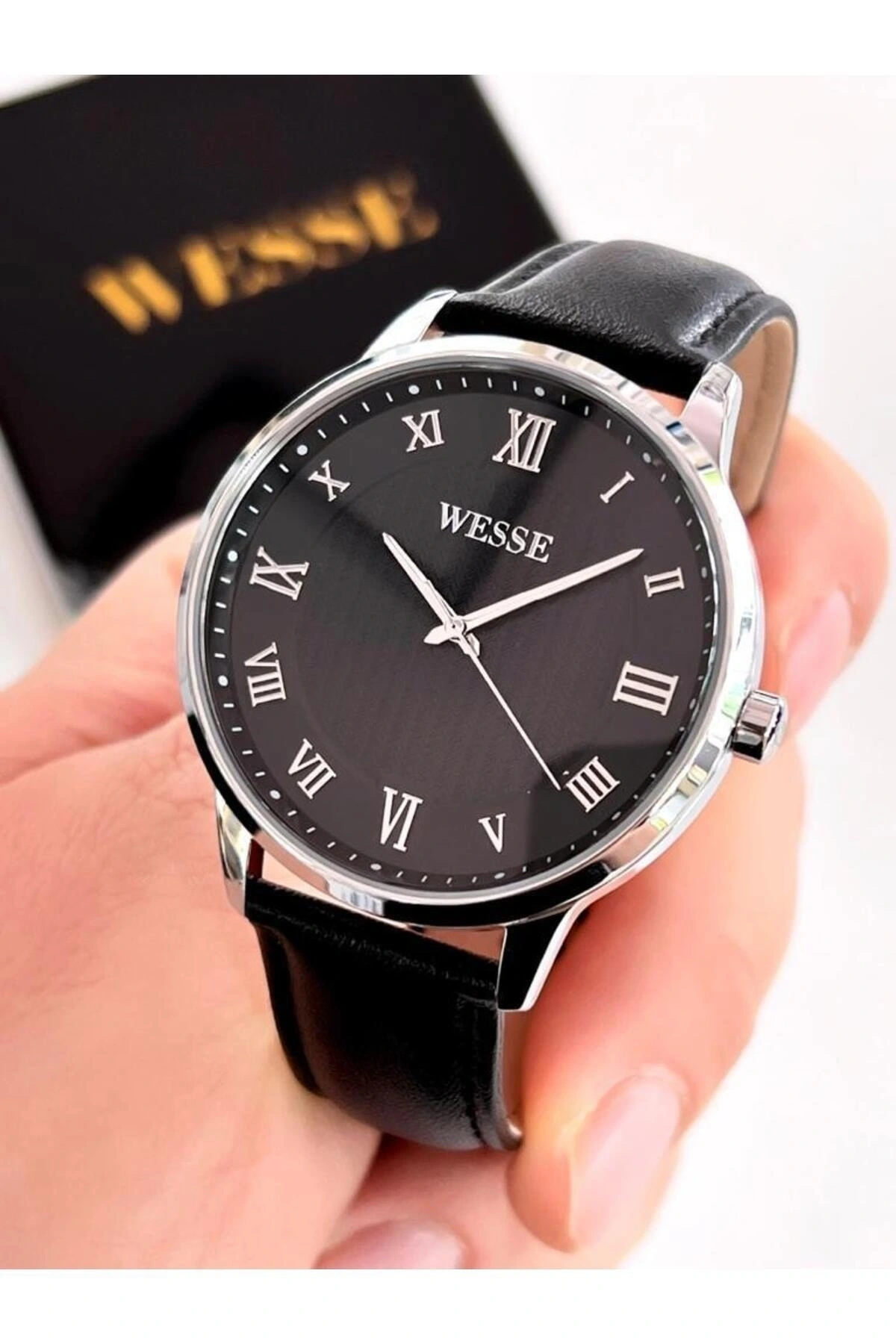 WWG208002 Wesse Deri Kordon Kararmaz Renk Atmaz 5 Atm Suya Dayaknıklı Erkek Klasik Kol Saat