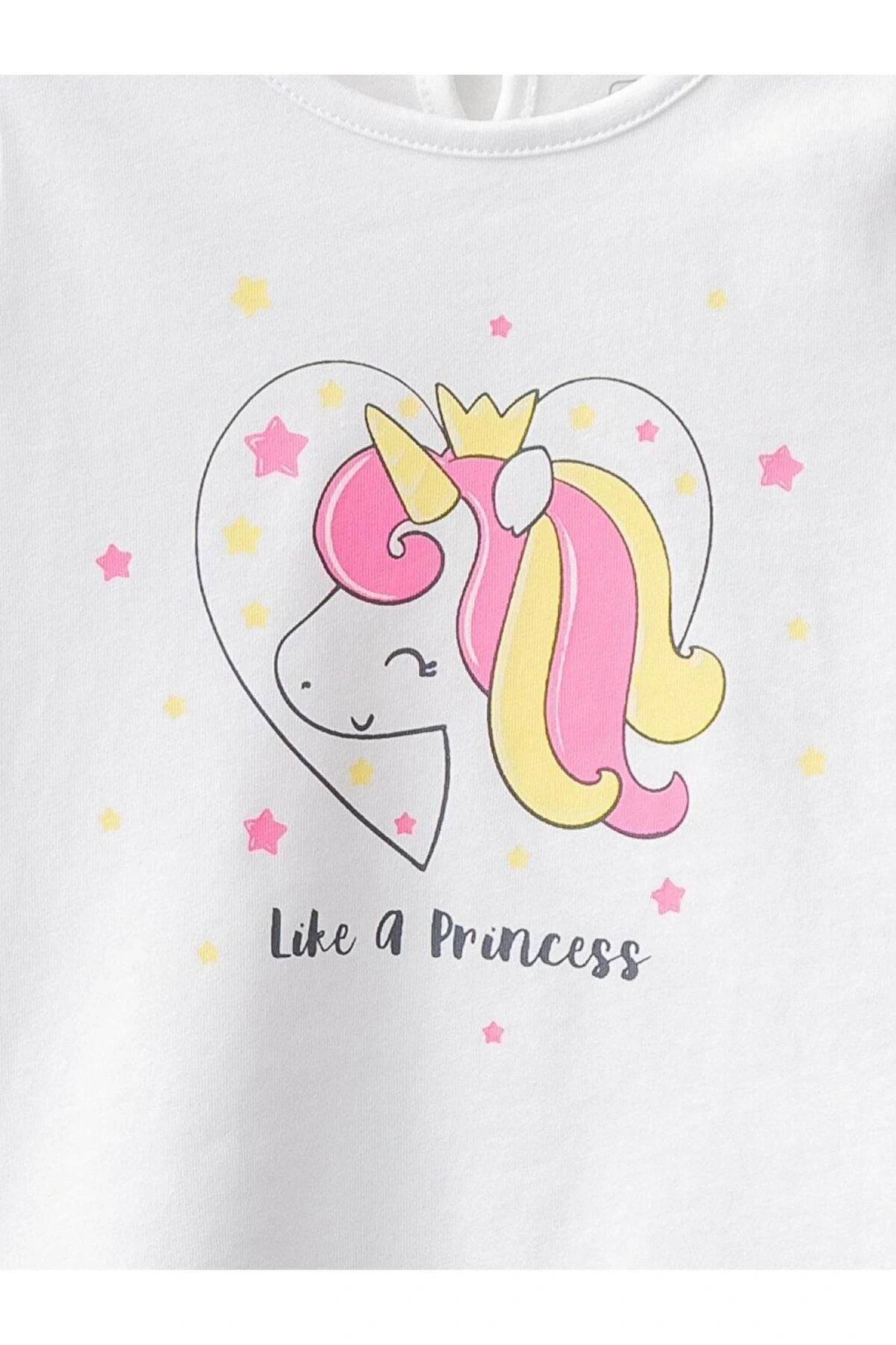 LCW baby Bisiklet Yaka Uzun Kol Baskılı Pamuklu Kız Bebek Tişört