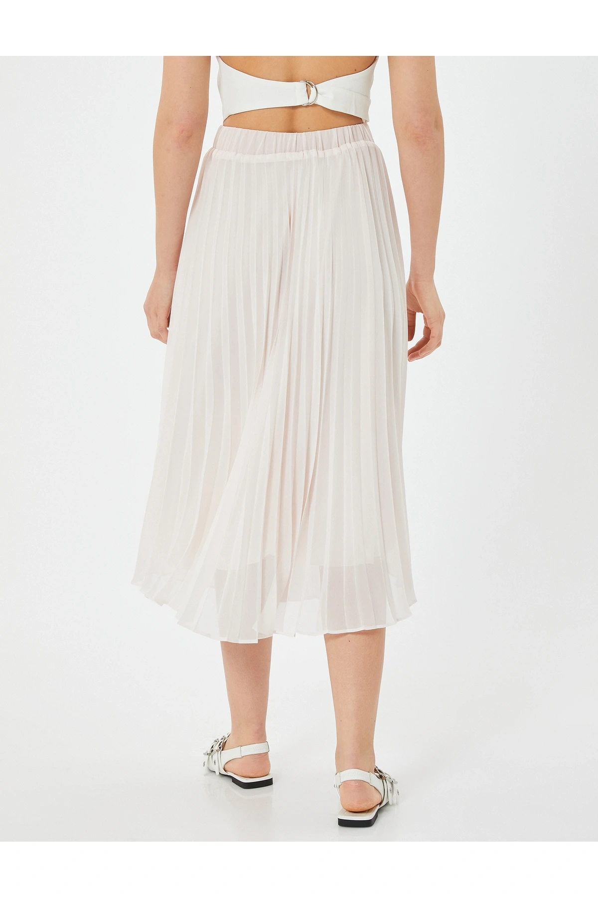 Midi Tül İnce Pliseli Etek Astarlı Yüksek Bel