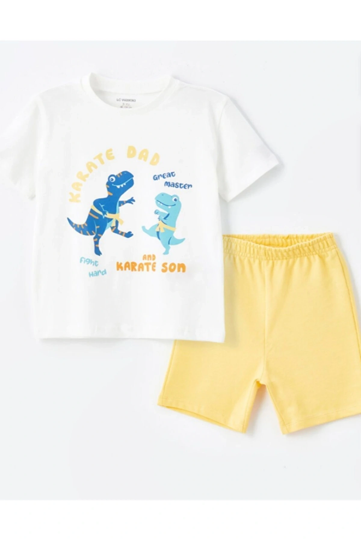 Bisiklet Yaka Baskılı Erkek Bebek Tişört ve Şort 2li Takım