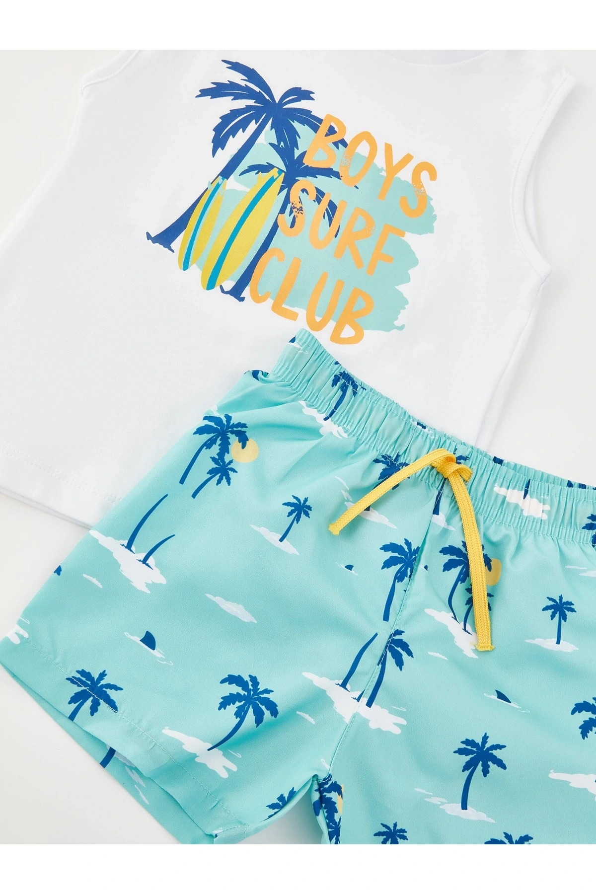 Bisiklet Yaka Baskılı Erkek Bebek Atlet Ve Deniz Şortu 2li Takım