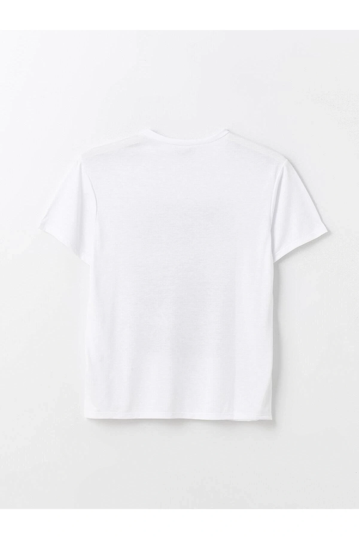 LCW Vision Bisiklet Yaka Baskılı Kısa Kollu Kadın Tişört