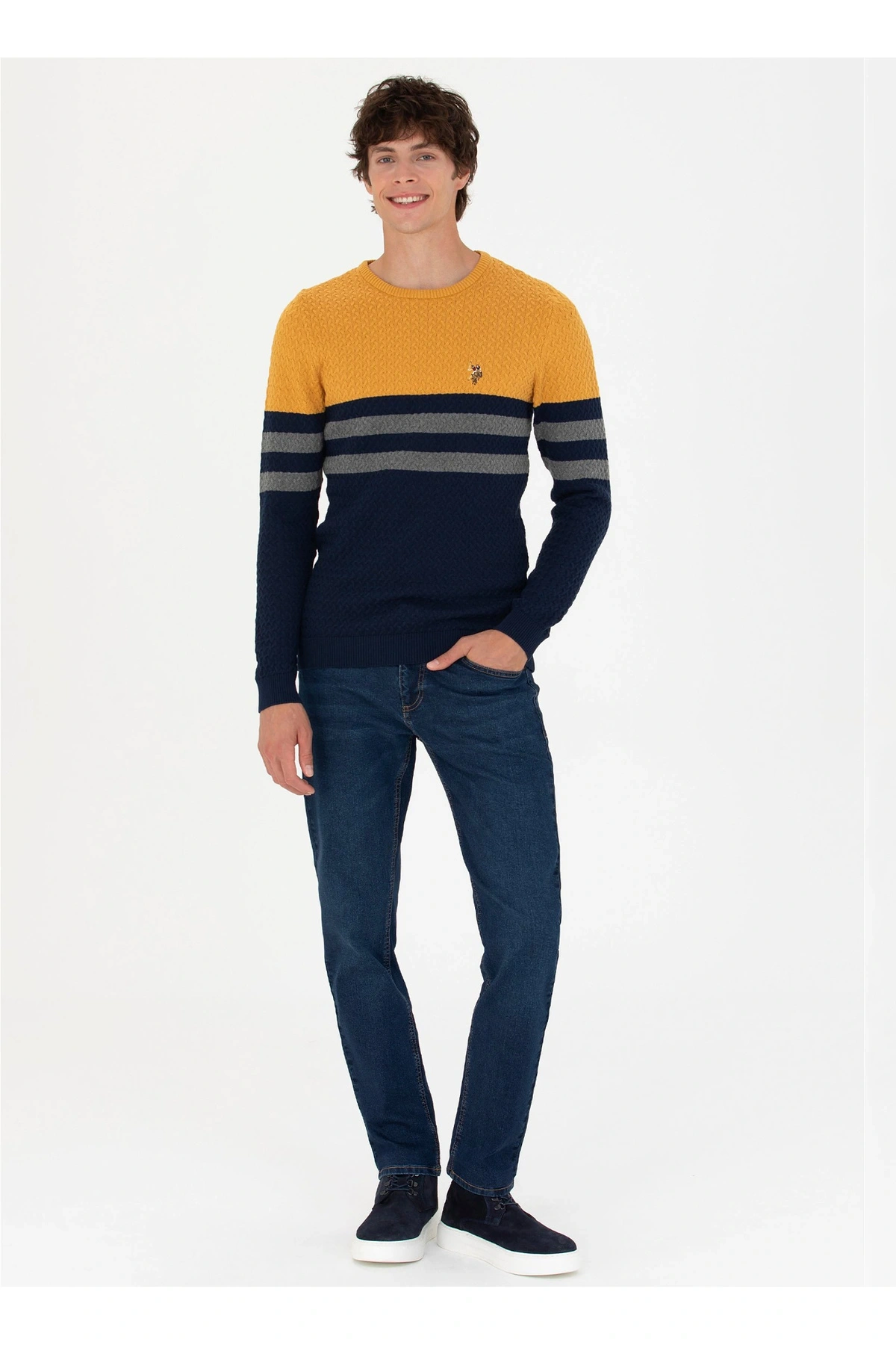 U.S. Polo Assn. Normal Bel Normal Paça Straight Mavi Erkek Denim Pantolon VIVIEN-U