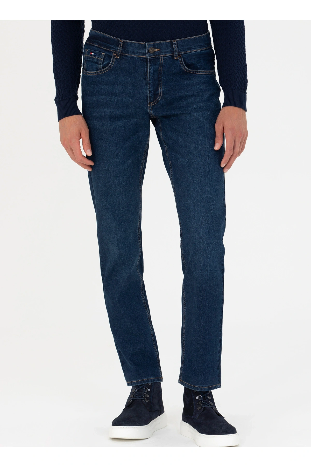 U.S. Polo Assn. Normal Bel Normal Paça Straight Mavi Erkek Denim Pantolon VIVIEN-U