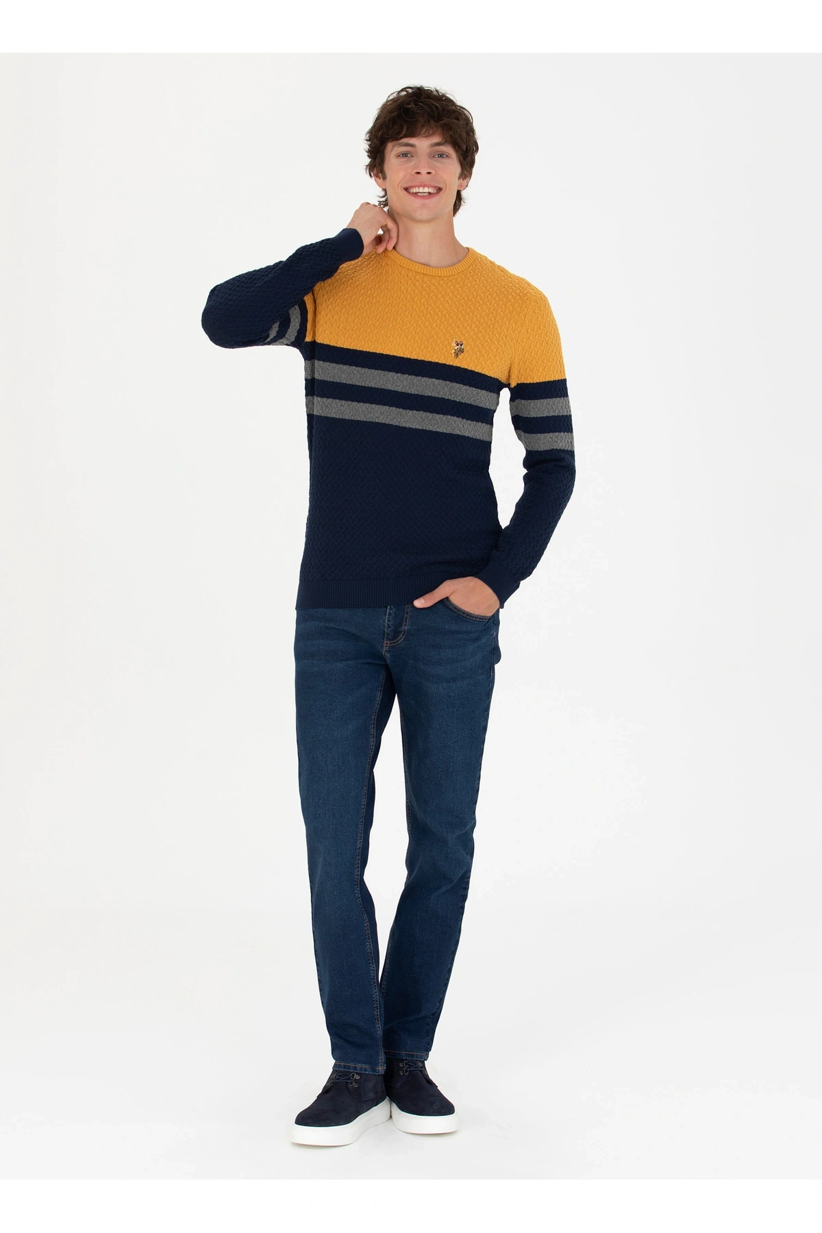 U.S. Polo Assn. Normal Bel Normal Paça Straight Mavi Erkek Denim Pantolon VIVIEN-U