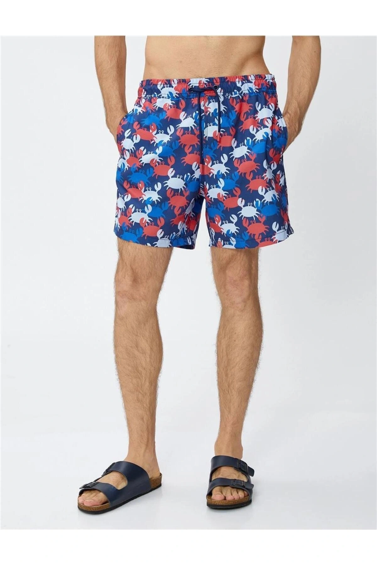 3Sam00063Bw B24 Mavi Desenli Erkek Deniz Shortu
