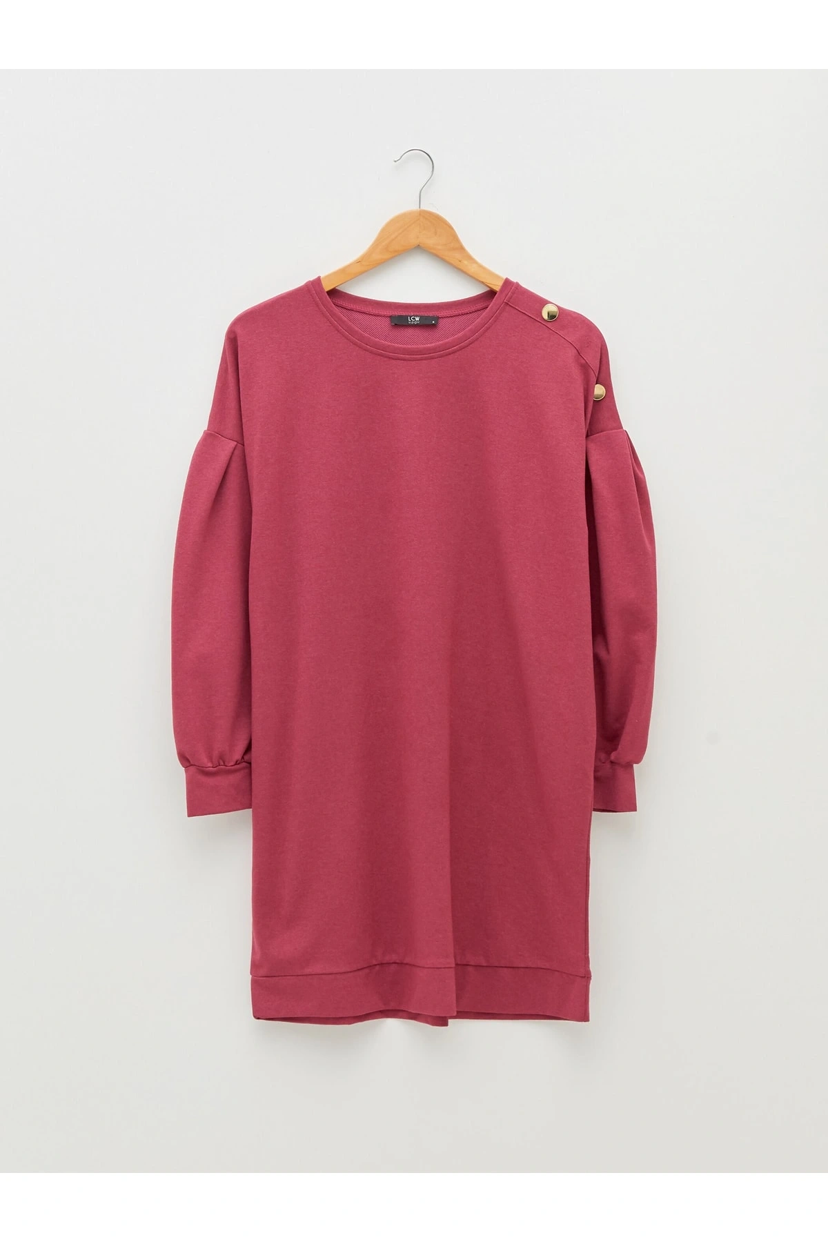 Bisiklet Yaka Düz Uzun Kollu Kadın Elbise