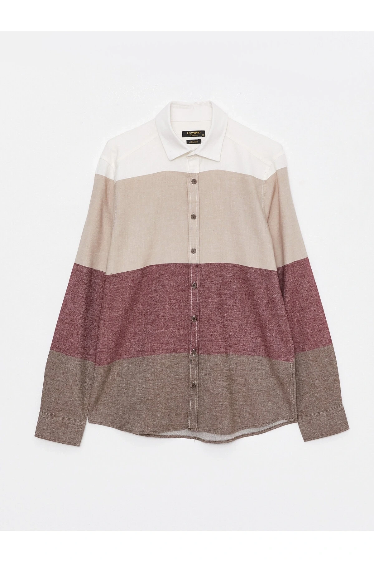 Slim Fit Uzun Kollu Renk Bloklu Erkek Gömlek