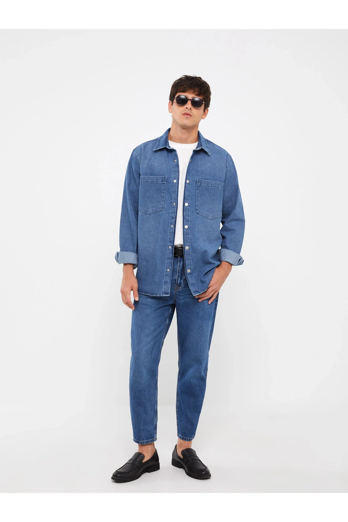 Regular Fit Uzun Kollu Erkek Jean Gömlek