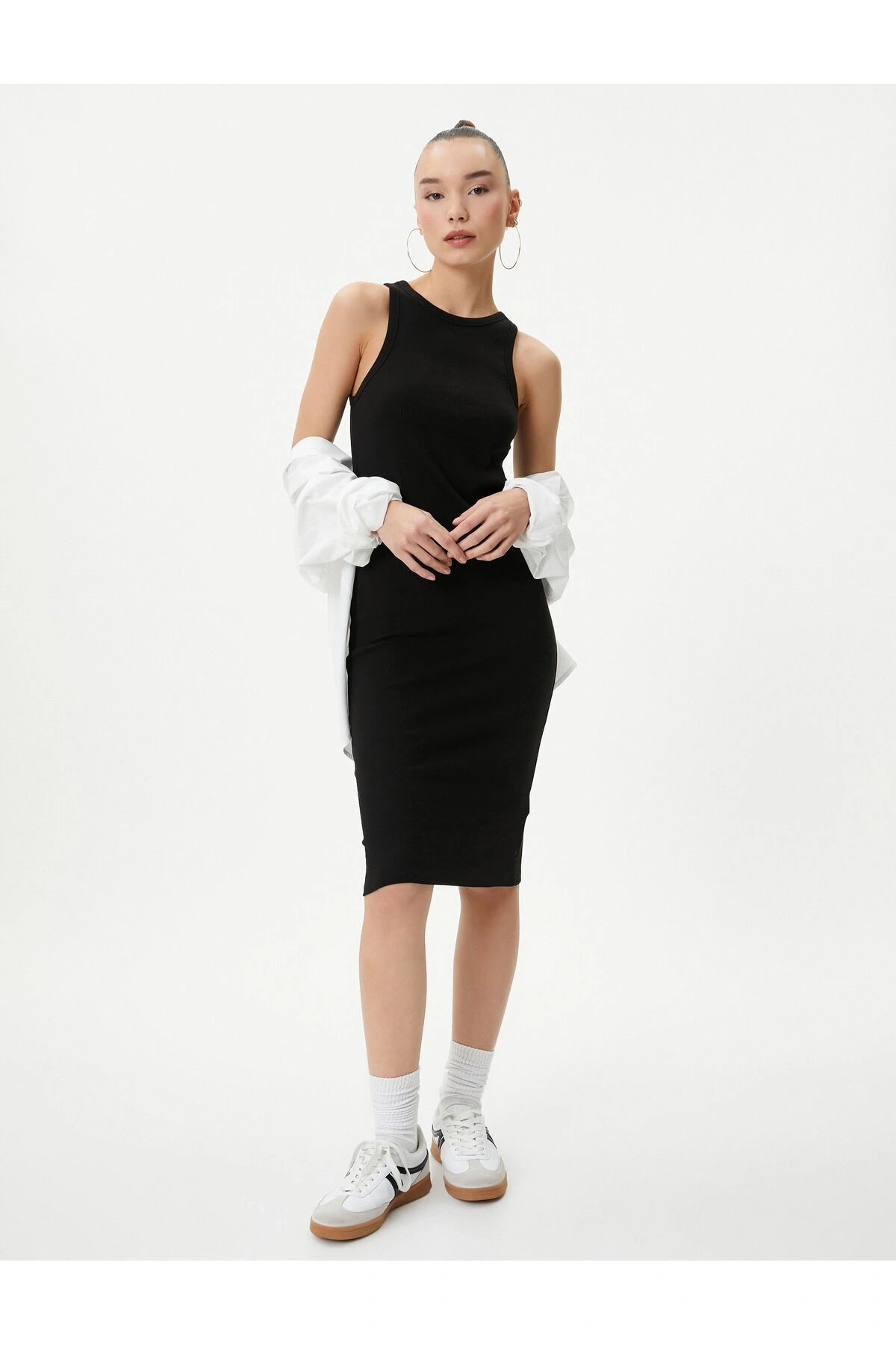 Kalem Elbise Halter Yaka Pamuklu Fitilli