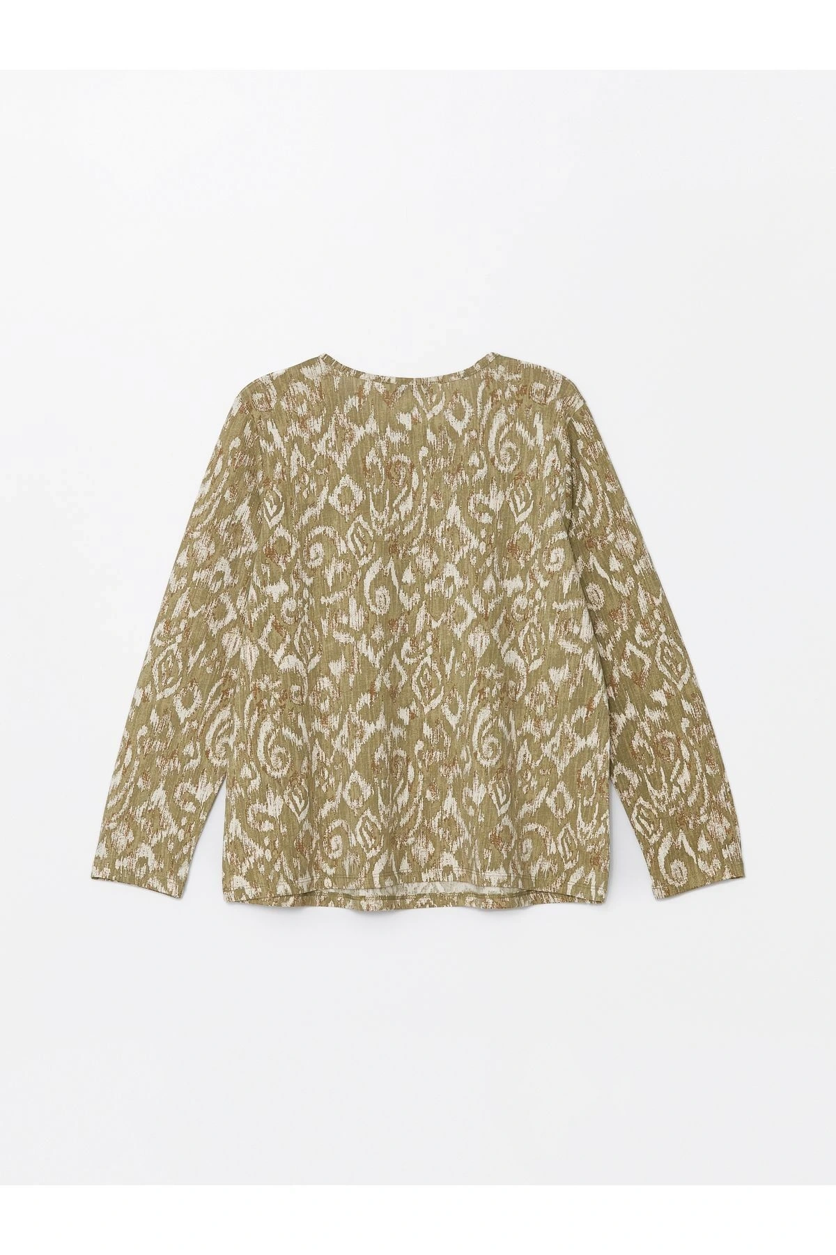 Bisiklet Yaka Desenli Uzun Kollu Kadın Bluz