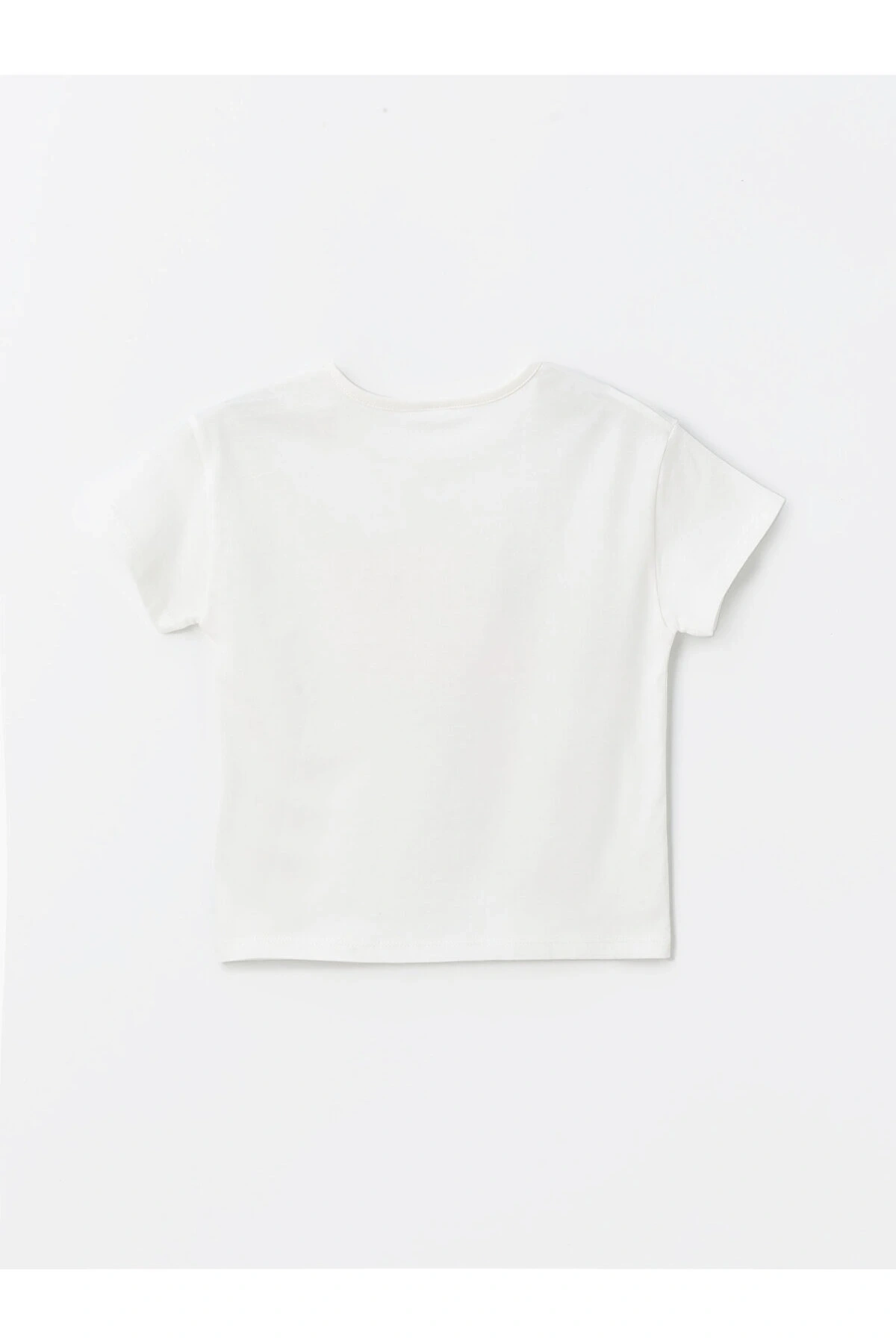 Bisiklet Yaka Baskılı Kısa Kollu Kız Bebek Tişört