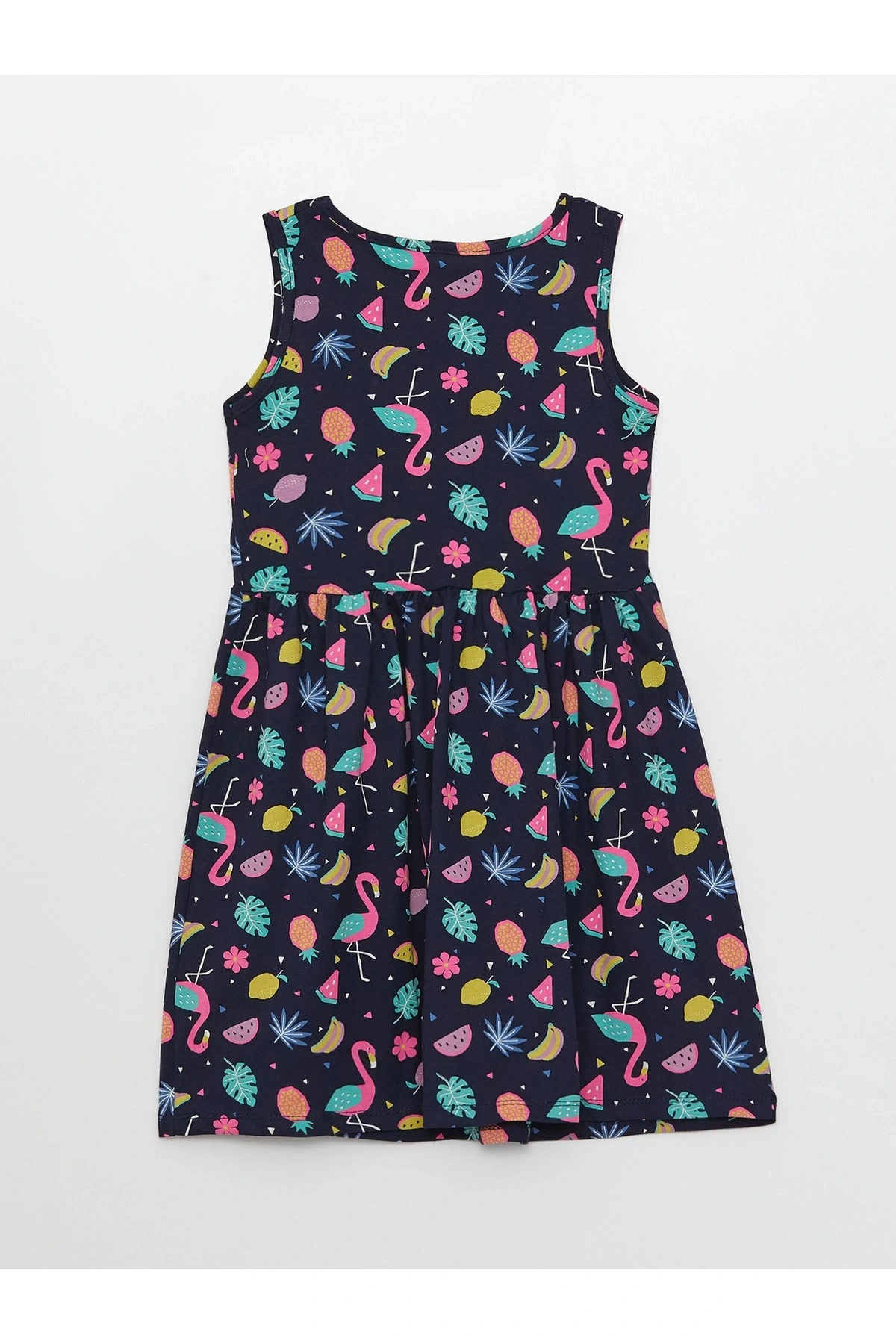 Bisiklet Yaka Baskılı Kız Çocuk Elbise
