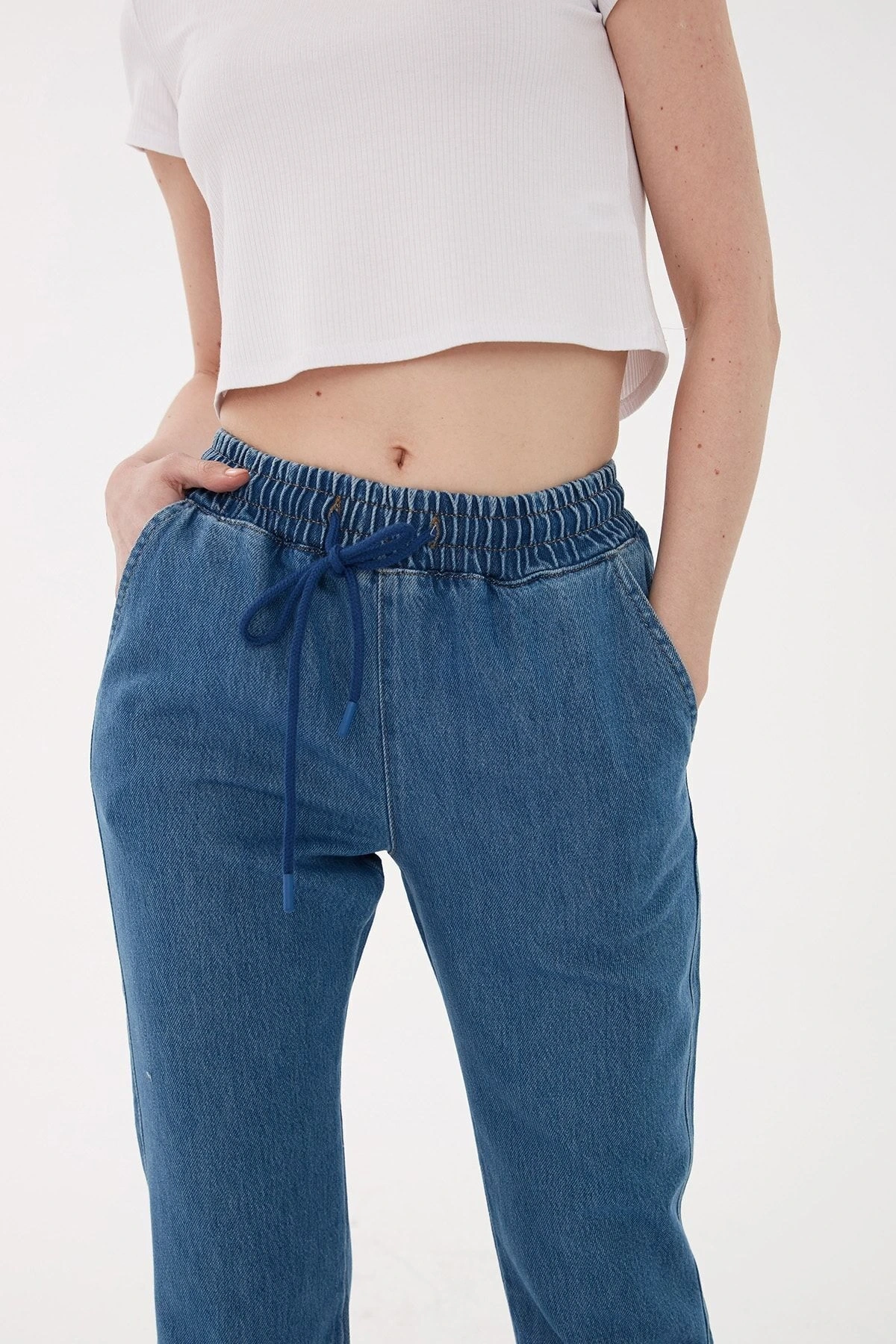 Pamuklu Cepli Normal Bel Jogger Jeans Kot Pantolon 23y0708k1