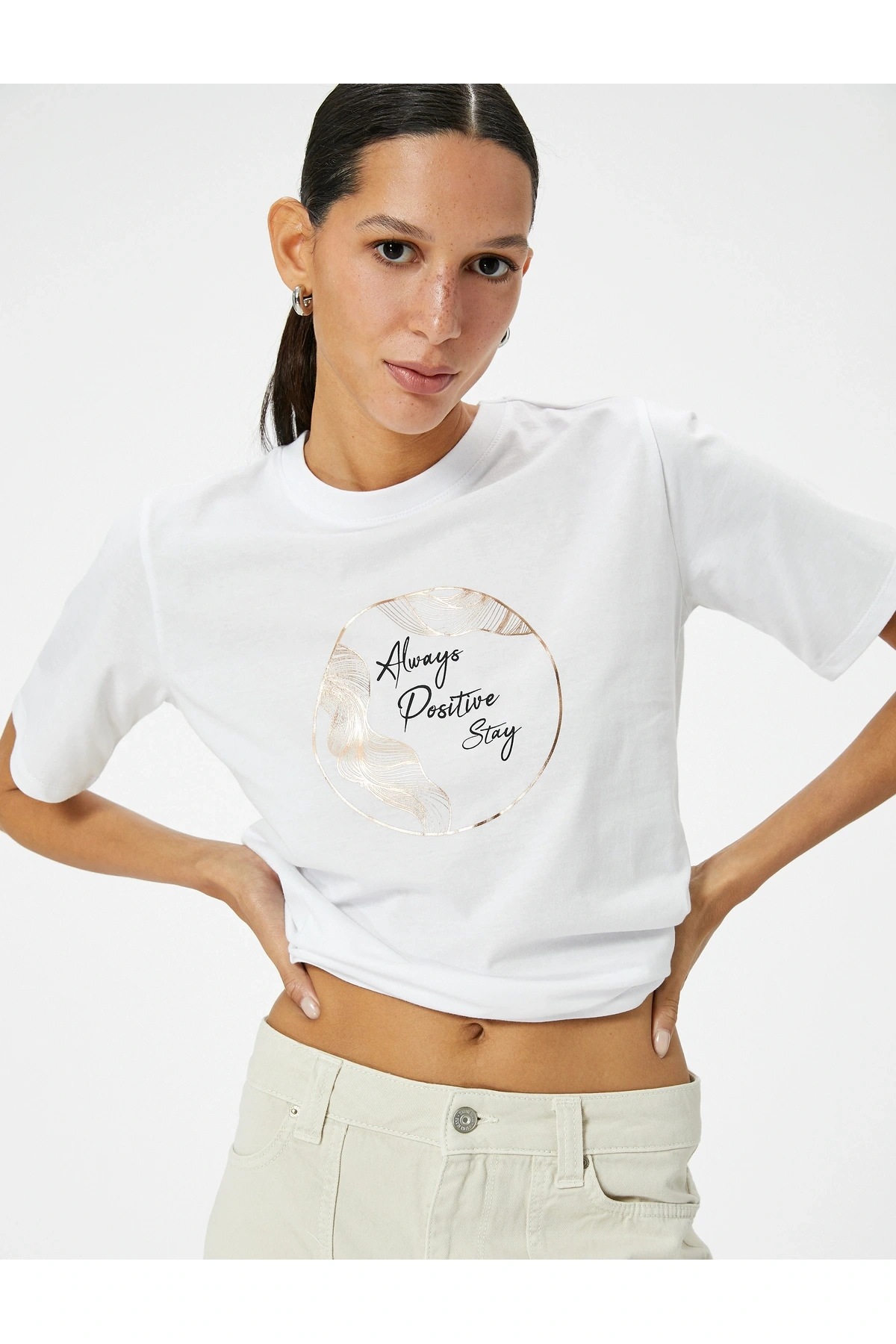 Baskılı Tişört Bisiklet Yaka Kısa Kollu Pamuklu Standart Kesim