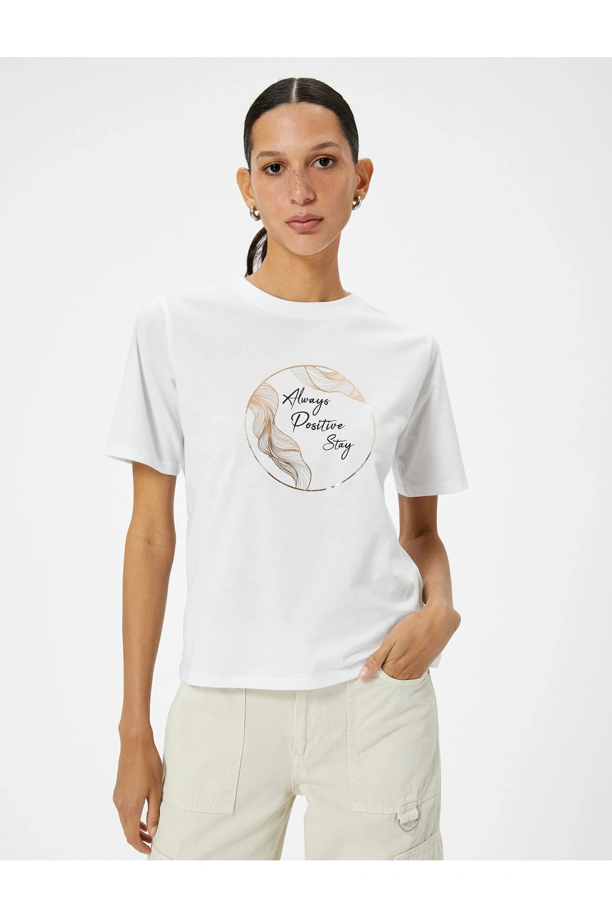 Baskılı Tişört Bisiklet Yaka Kısa Kollu Pamuklu Standart Kesim