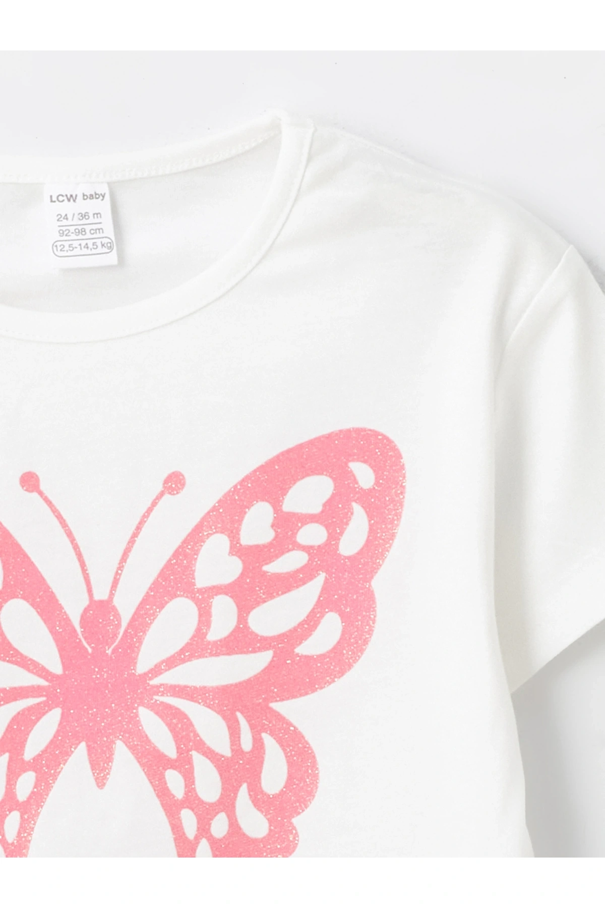 Bisiklet Yaka Kısa Kollu Baskılı Kız Bebek Tişört ve Tayt 2li Takım