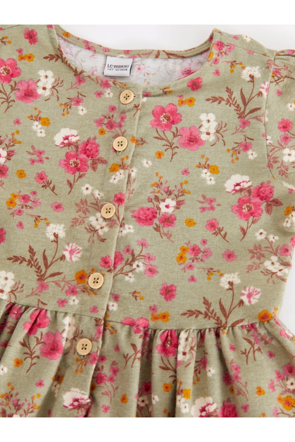 Bisiklet Yaka Desenli Uzun Kollu Kız Çocuk Elbise