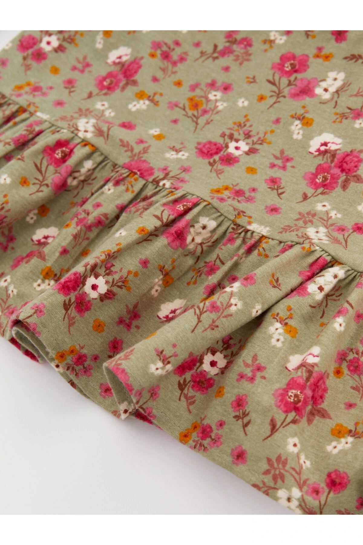 Bisiklet Yaka Desenli Uzun Kollu Kız Çocuk Elbise