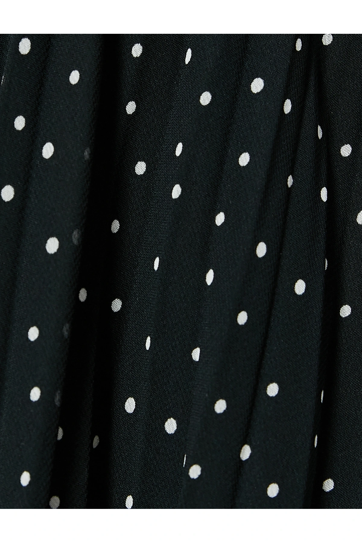 Yüksek Bel Tül Astarlı Pileli Puantiyeli Midi Etek