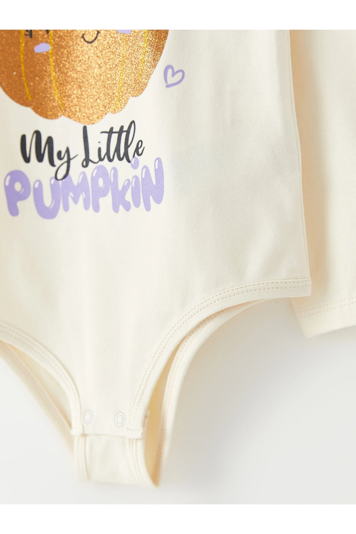 Bisiklet Yaka Uzun Kollu Baskılı Kız Bebek Çıtçıtlı Body