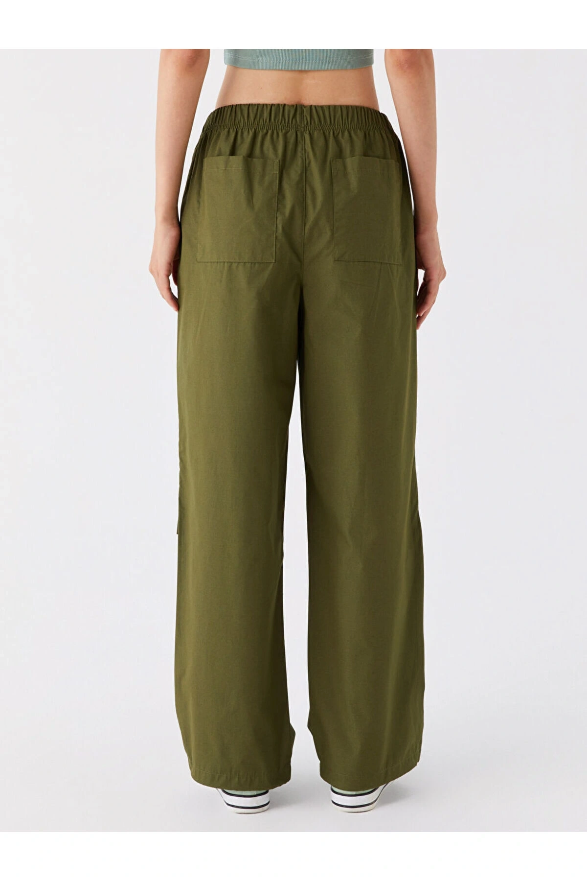 Kadın Beli Lastikli Düz Paraşüt Pantolon