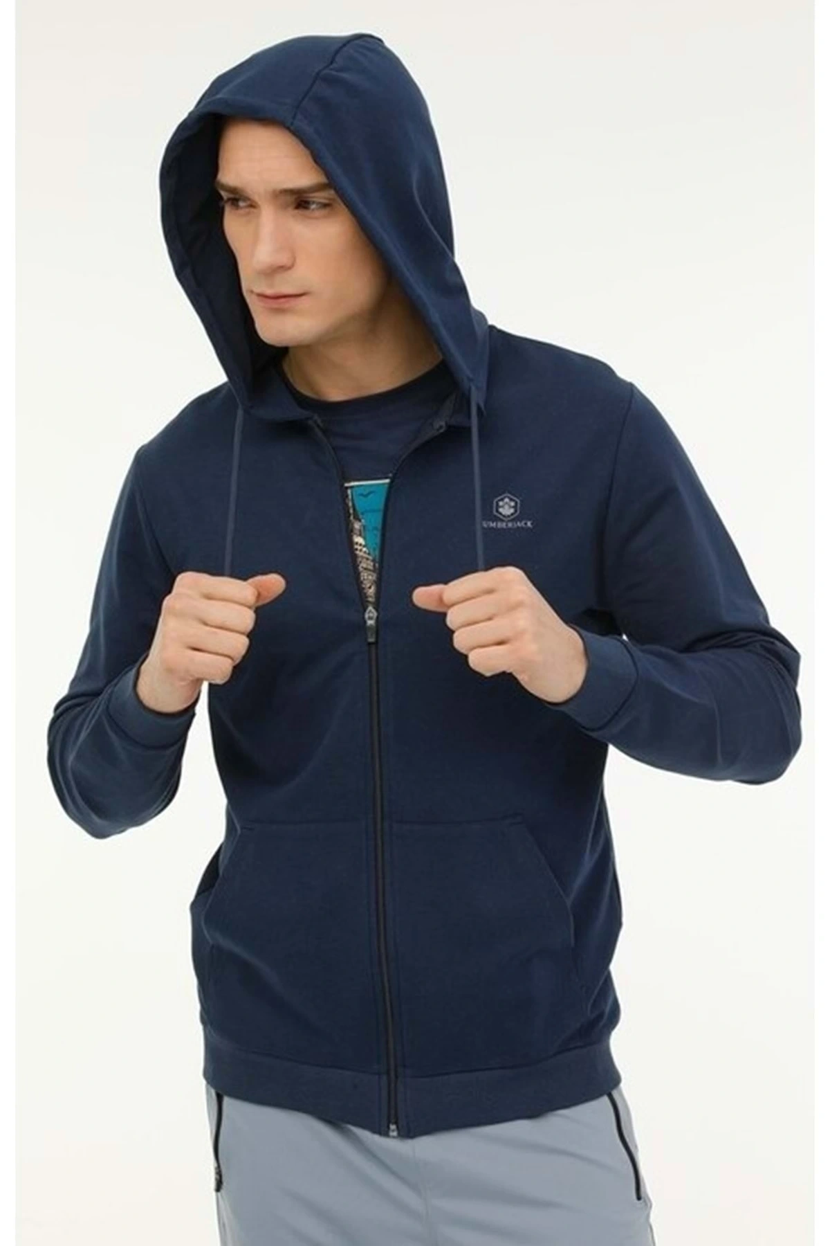 M-sn72 Basıc Full Zıp Hoo Fermuarlı Erkek Kapüşonlu Sweatshirt