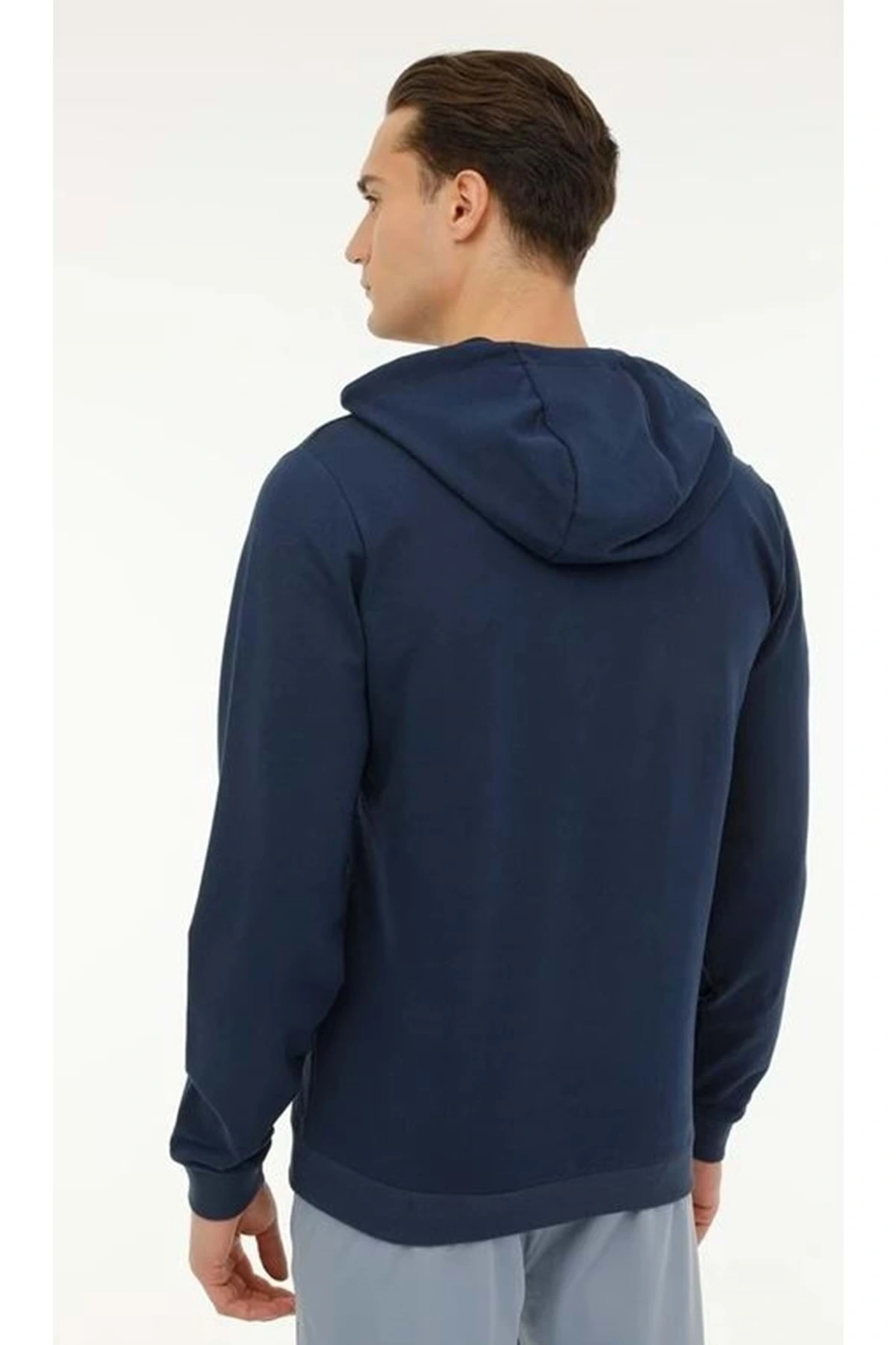 M-sn72 Basıc Full Zıp Hoo Fermuarlı Erkek Kapüşonlu Sweatshirt