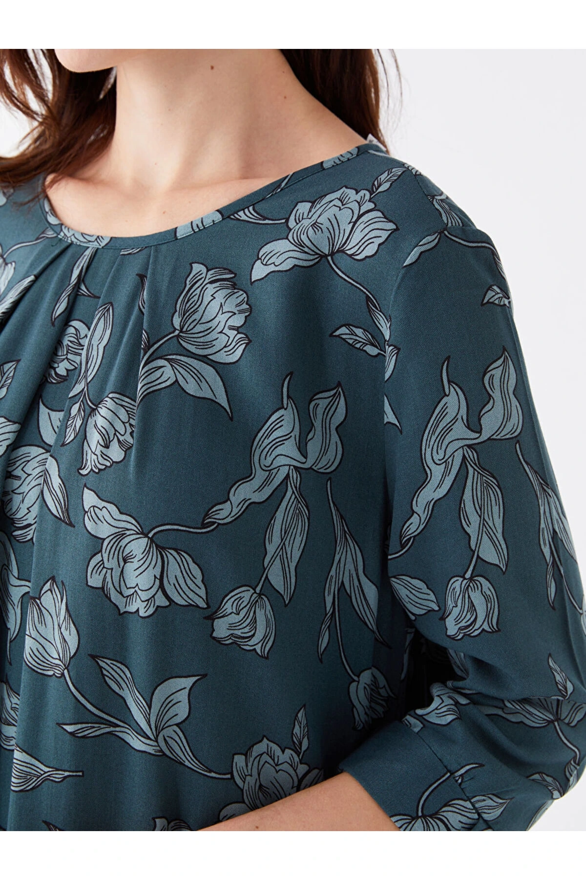 Bisiklet Yaka Desenli Kadın Elbise