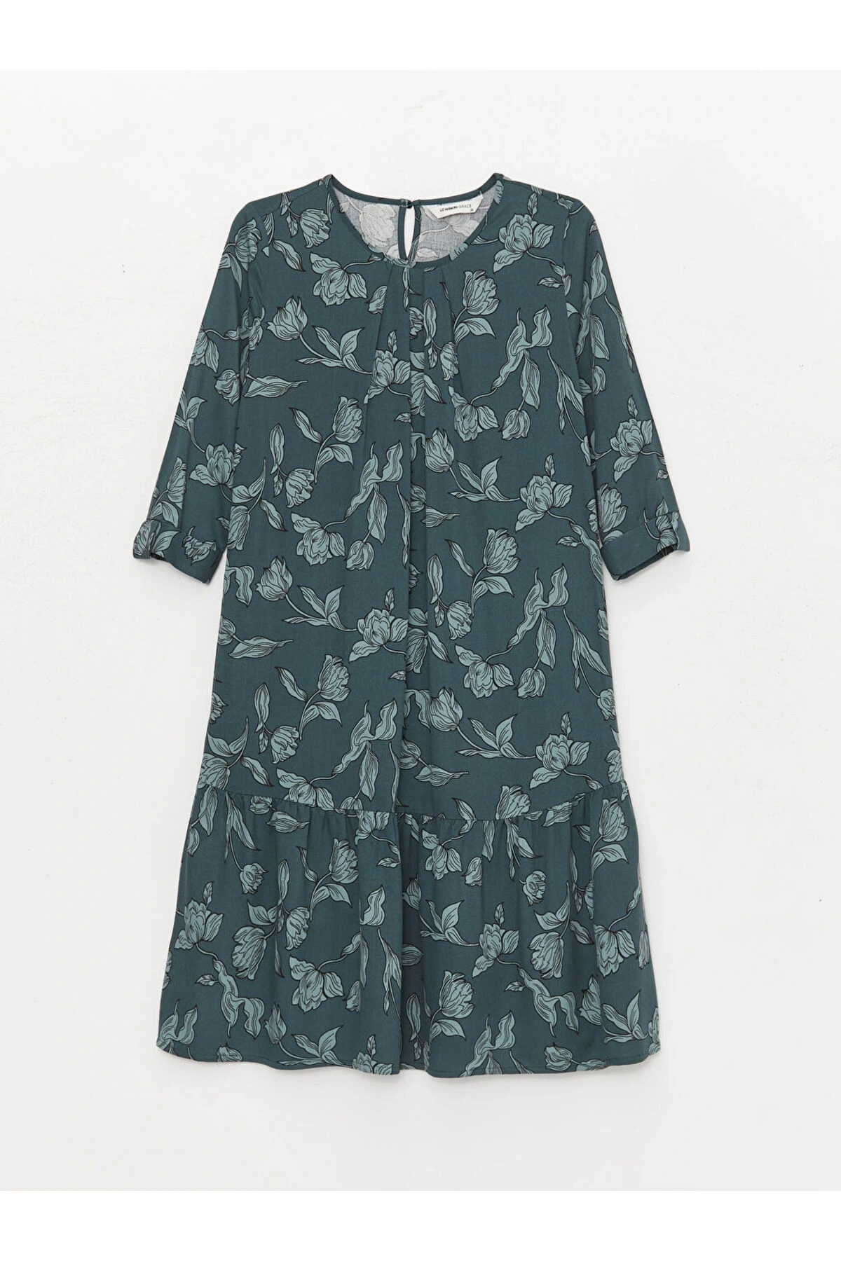 Bisiklet Yaka Desenli Kadın Elbise