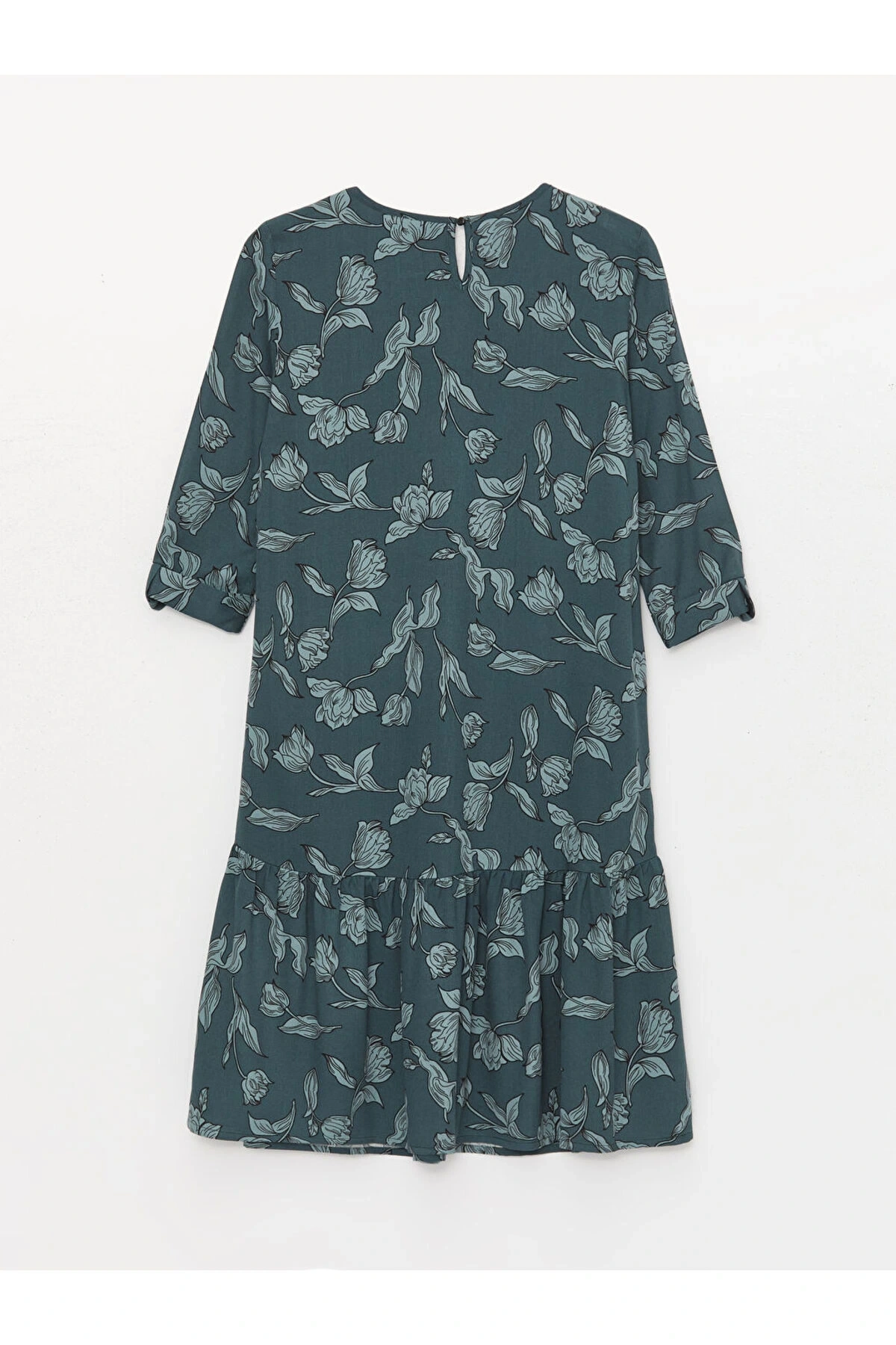 Bisiklet Yaka Desenli Kadın Elbise