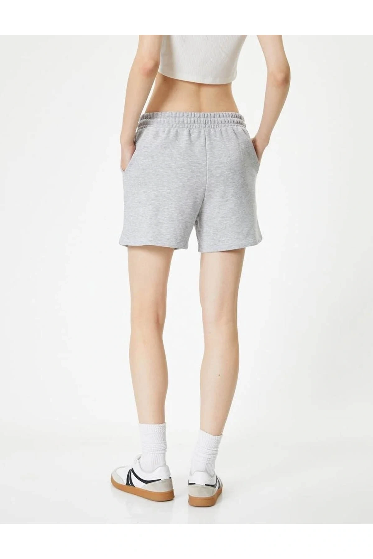 Basic Şort Beli Bağlamalı Cepli  4sal40005ık Gri Melanj