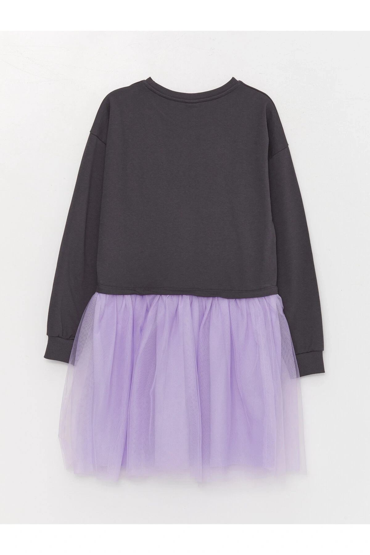 Bisiklet Yaka Baskılı Uzun Kollu Kız Çocuk Elbise