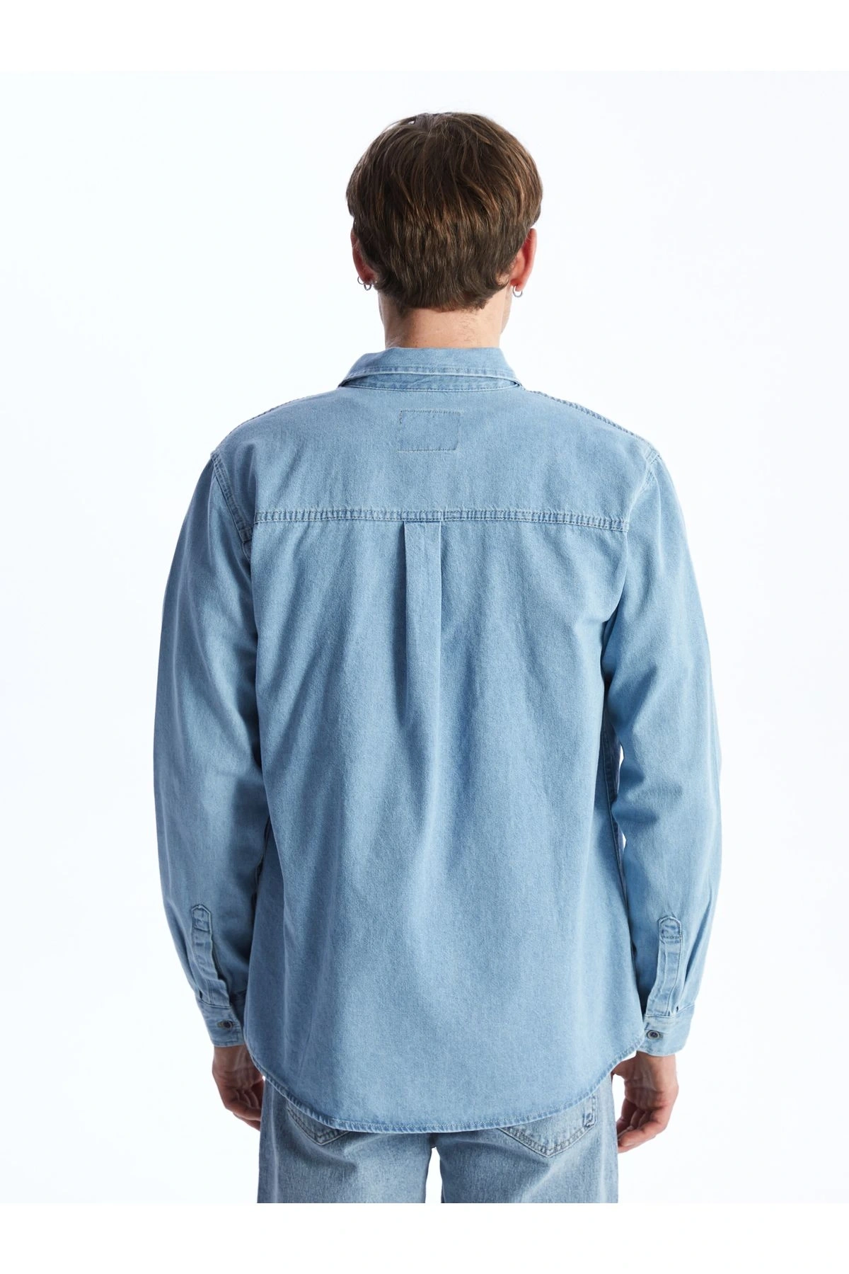 Rahat Kalıp Uzun Kollu Erkek Jean Gömlek