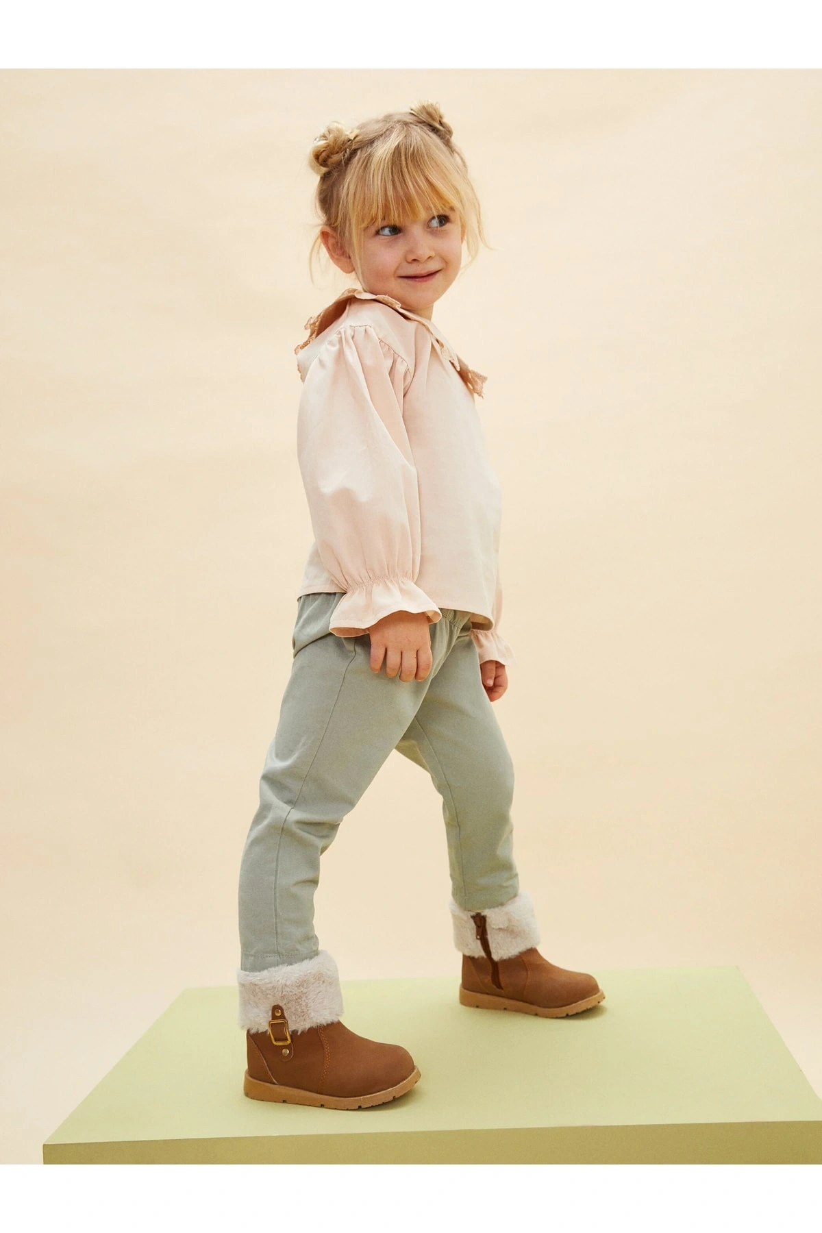 Beli Lastikli Basic Kız Bebek Pantolon