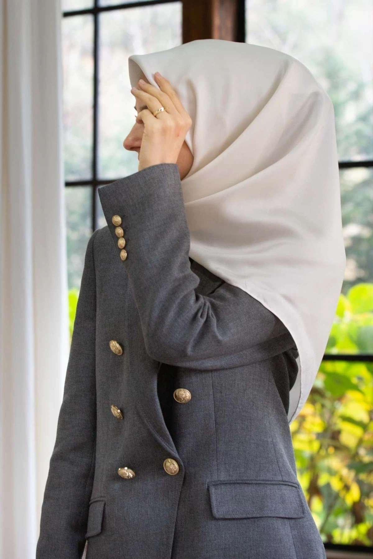 Kadın Twill Ipek Eşarp Exclusive Ekru-1