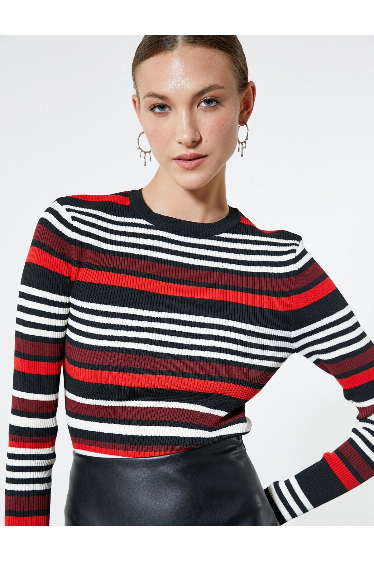 Triko Kazak Bisiklet Yaka Uzun Kollu Fitilli