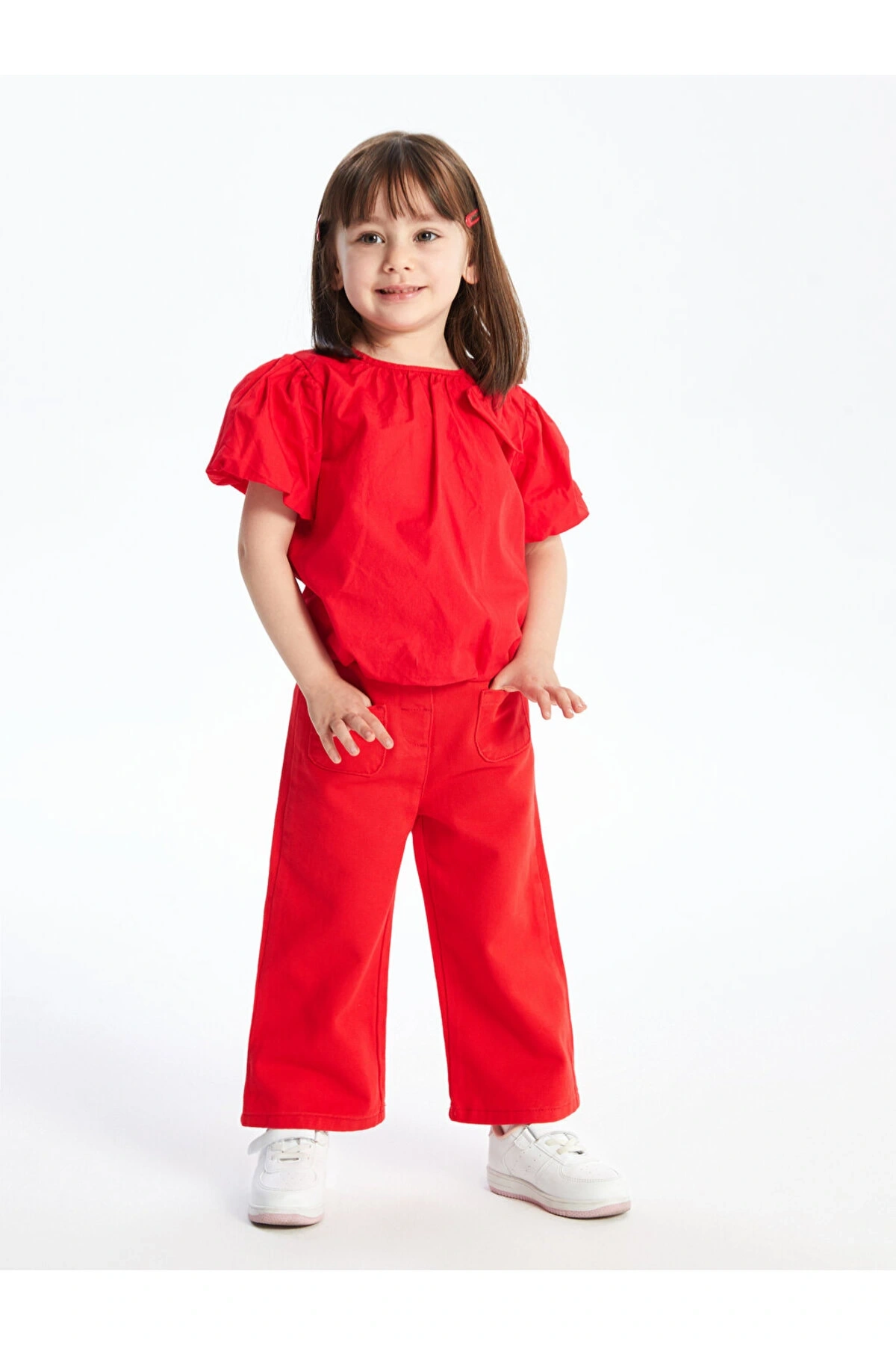 Basic Geniş Paça Gabardin Kız Bebek Pantolon