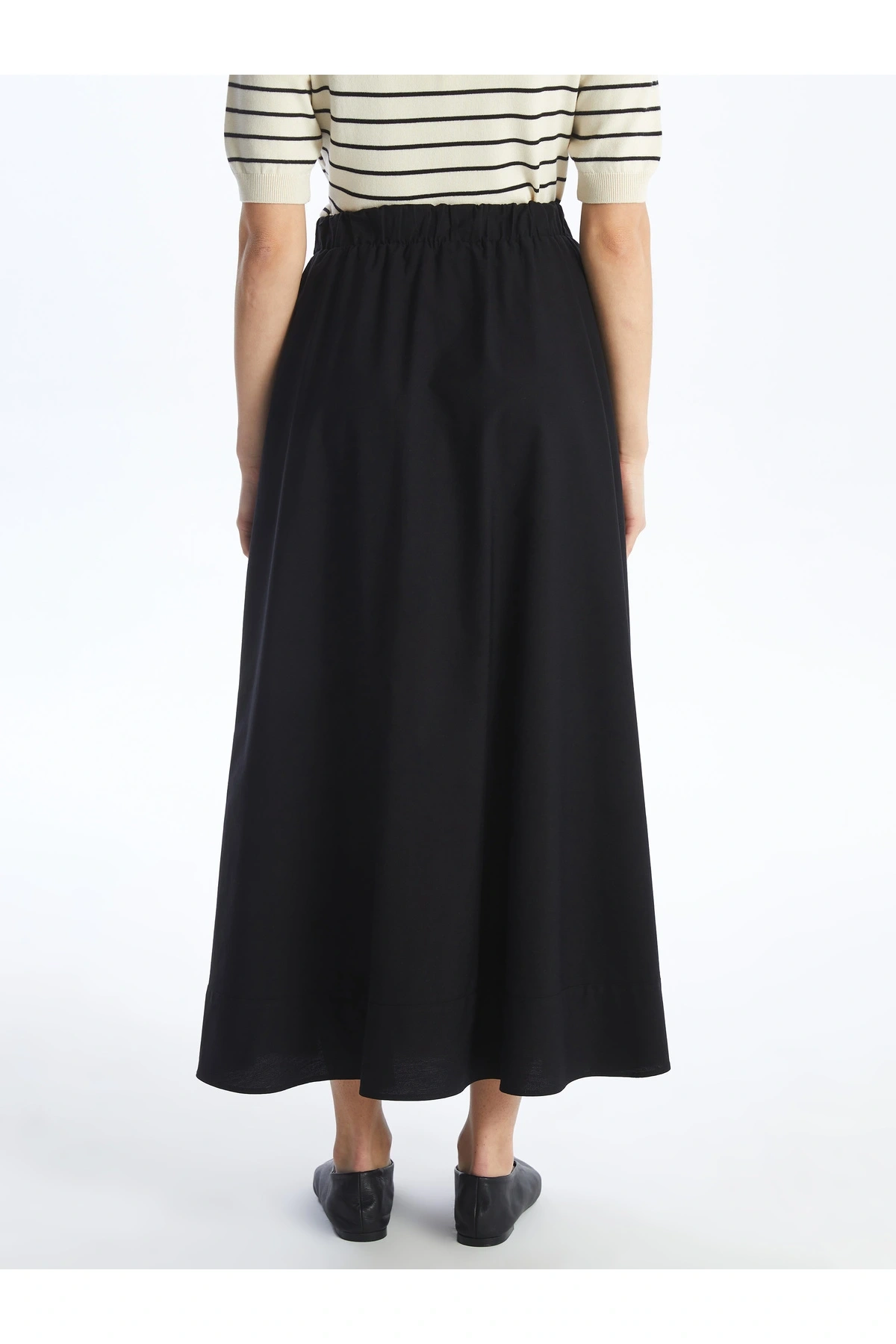 Kadın Beli Lastikli Düz Etek