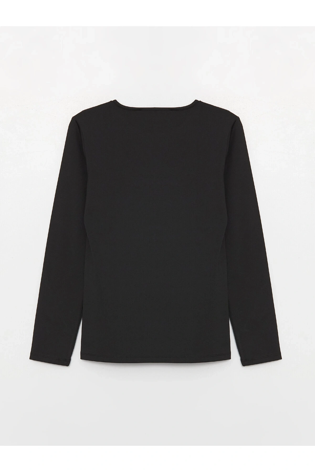 Bisiklet Yaka Düz Uzun Kollu Kadın Tişört