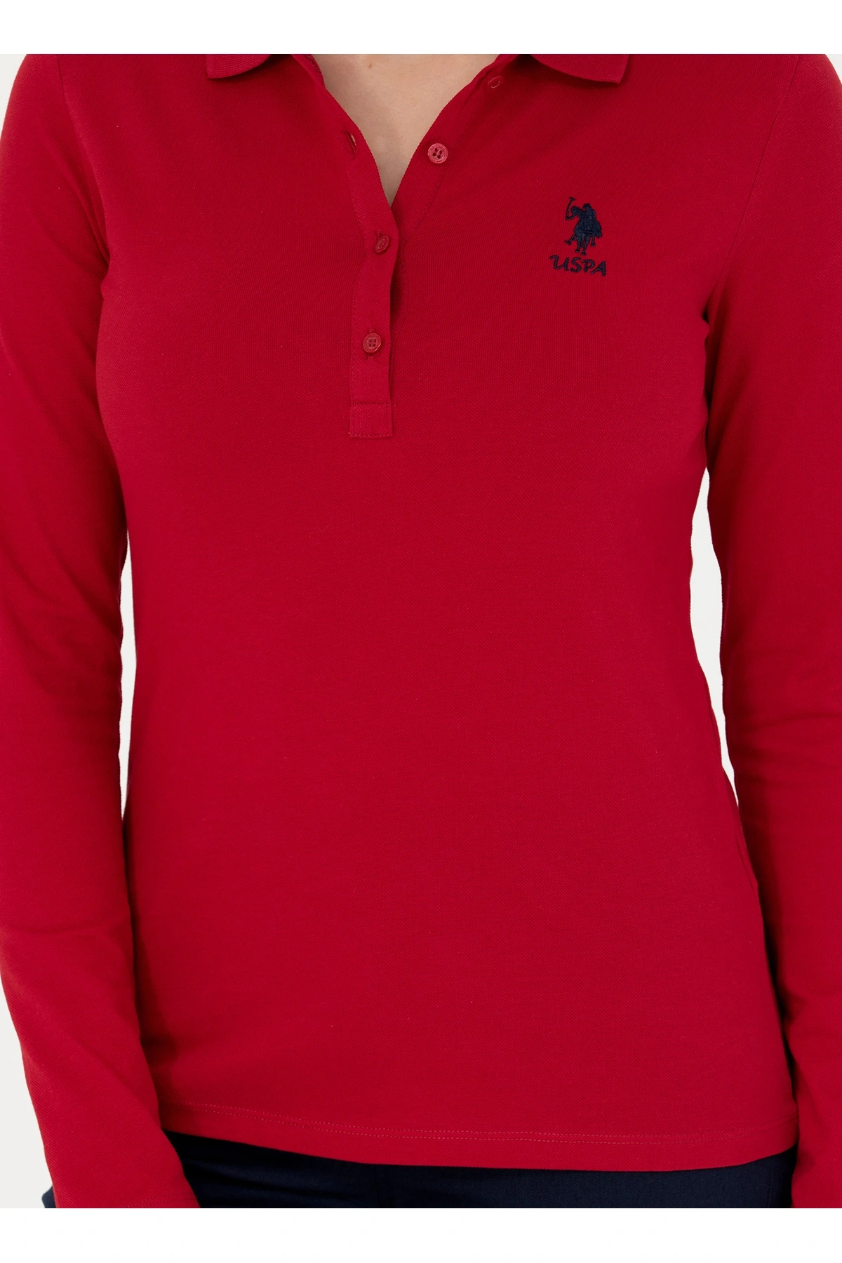 U.S. Polo Assn. Gömlek Yaka Slim Fit Kırmızı Kazak Kadın TPG-SK023