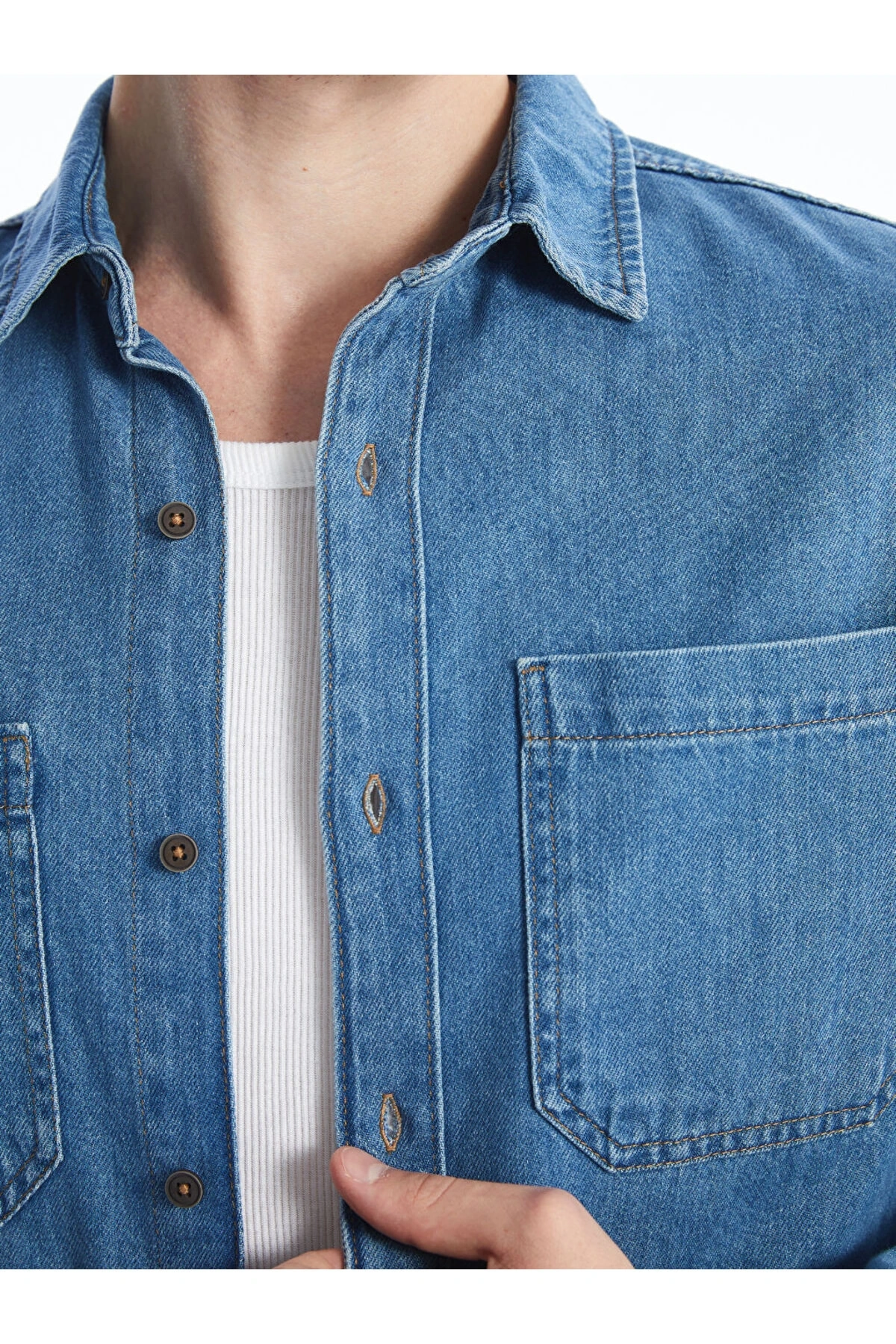 LCW Regular Fit Uzun Kollu Erkek Jean Gömlek