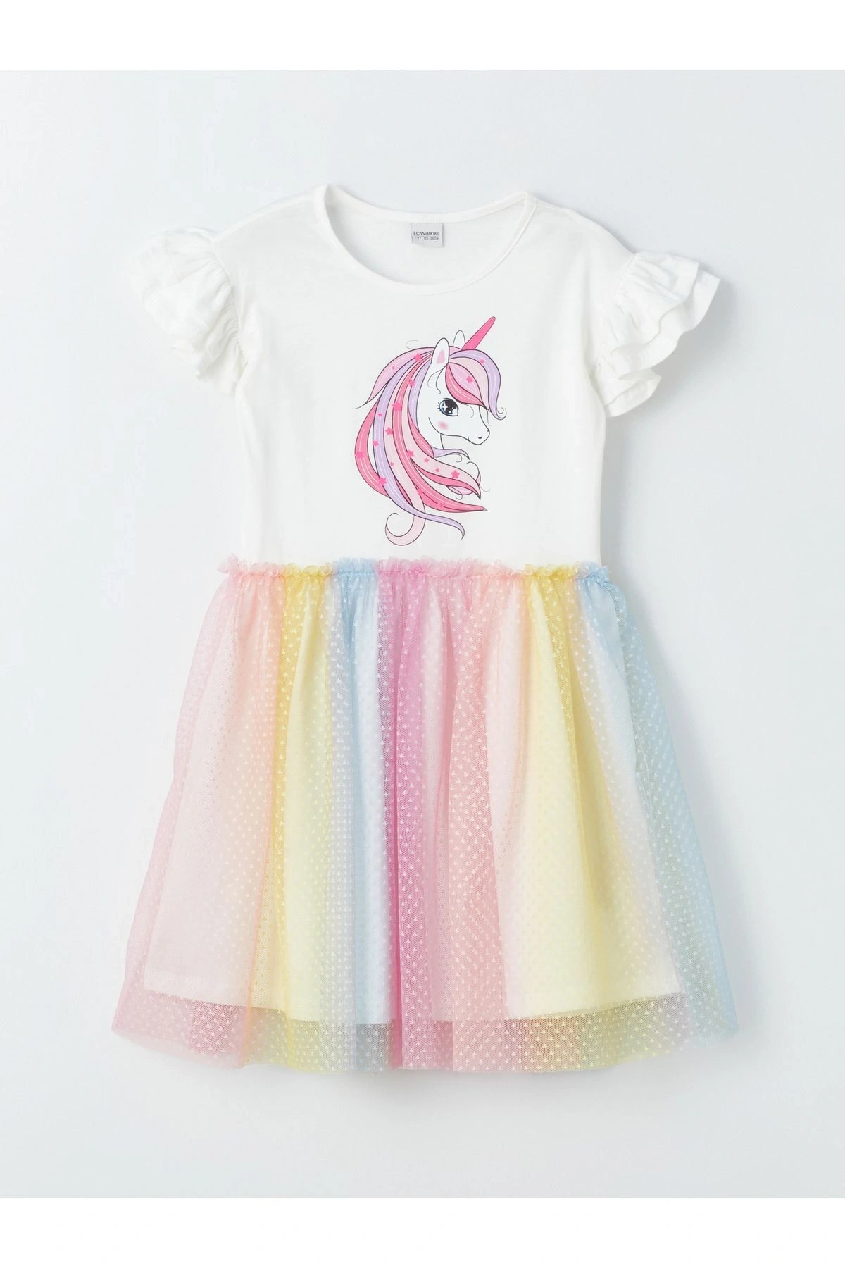 Bisiklet Yaka Baskılı Kız Çocuk Elbise