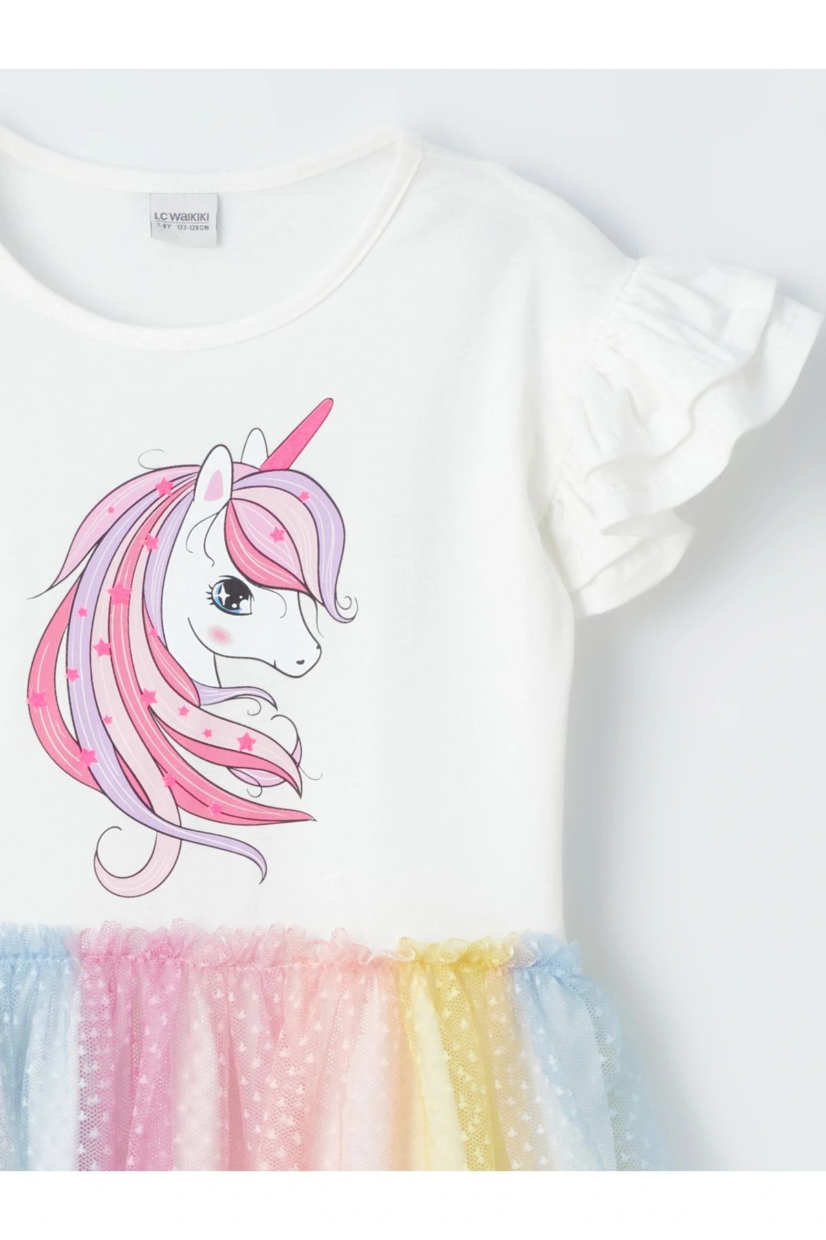 Bisiklet Yaka Baskılı Kız Çocuk Elbise