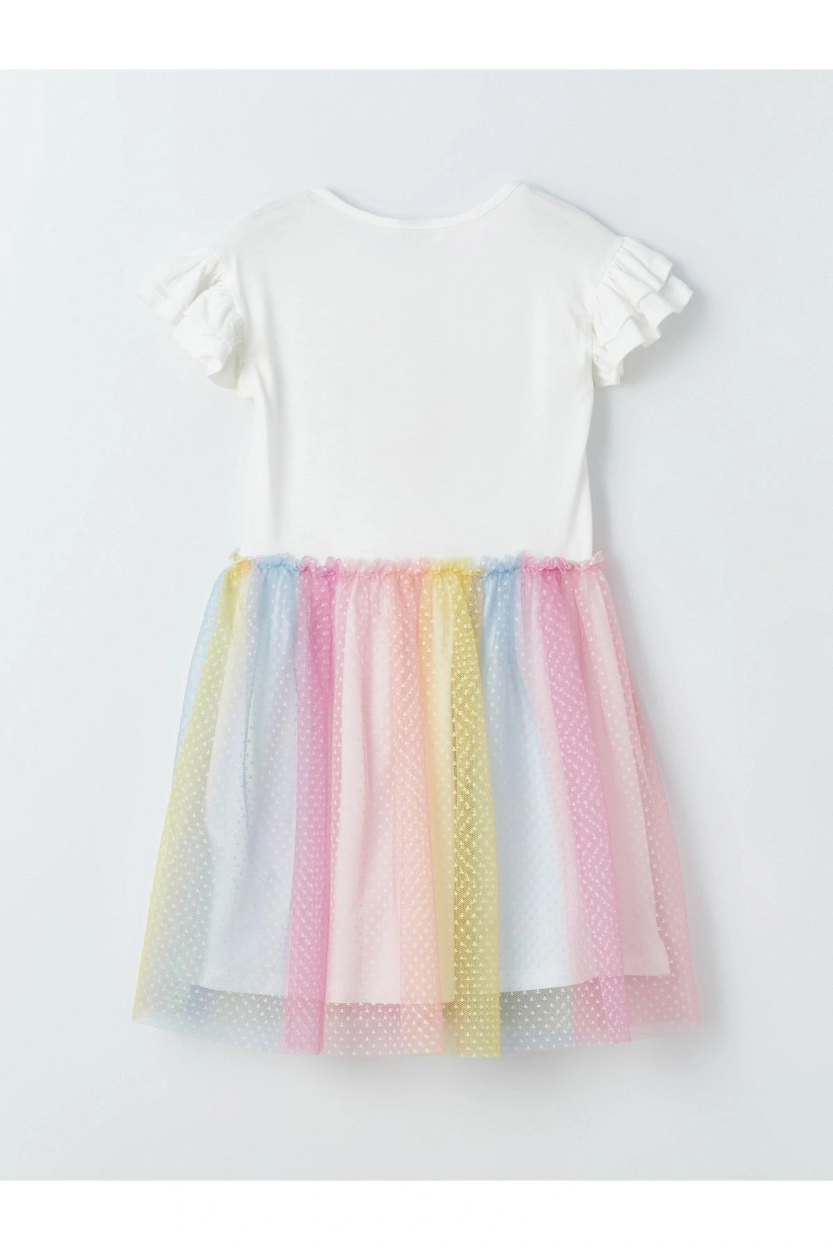 Bisiklet Yaka Baskılı Kız Çocuk Elbise