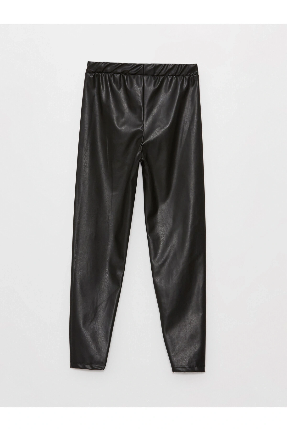 Beli Lastikli Deri Görünümlü Kız Çocuk Pantolon